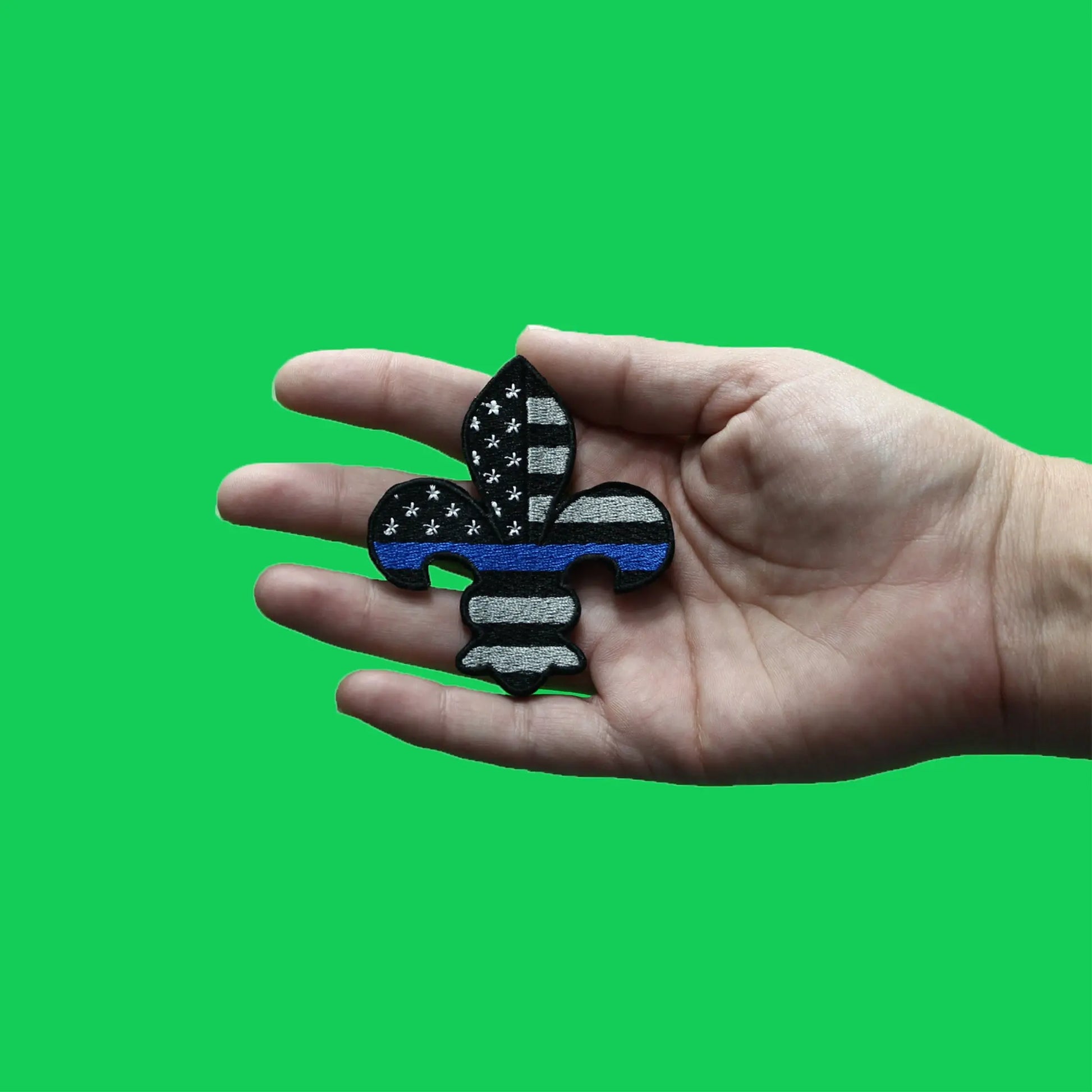 Blue Line Fleur-de-lis Patch Police Support Flag Embroidered Iron On