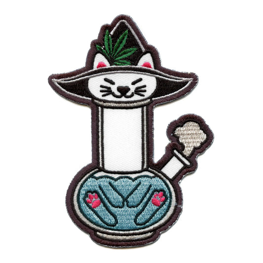 Bong Kitty Patch Weed Leaf Embroidered Iron On