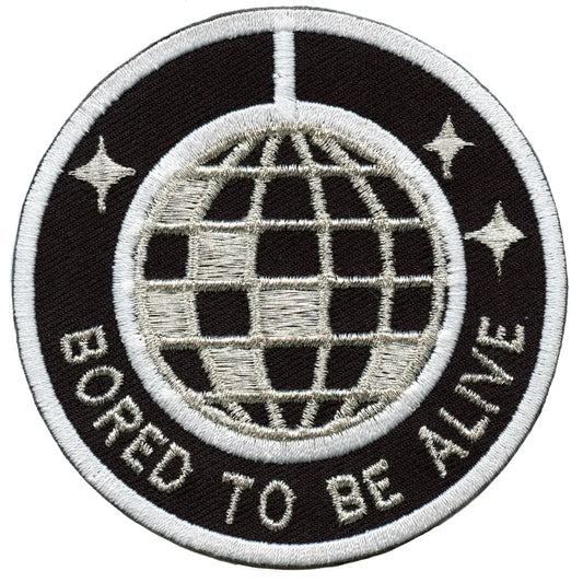 Bored To Be Alive Disco Ball Round Embroidered Iron On Patch