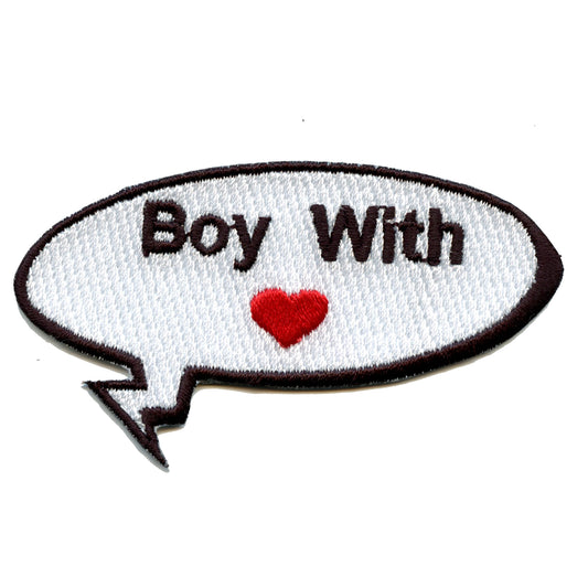 "Boy With Love" Word Bubble Embroidered Iron On Patch