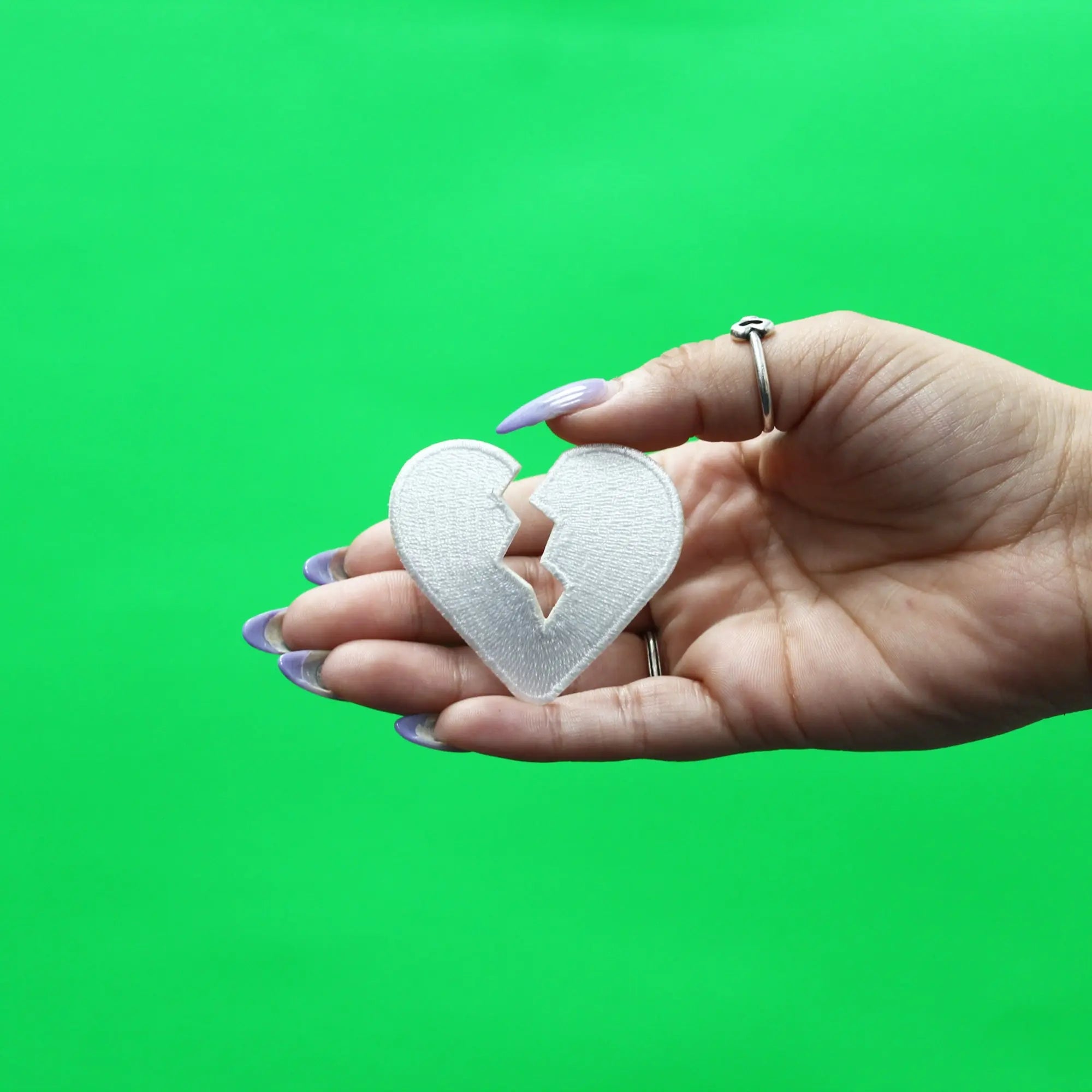 Small Broken Heart Embroidered Iron On Patch