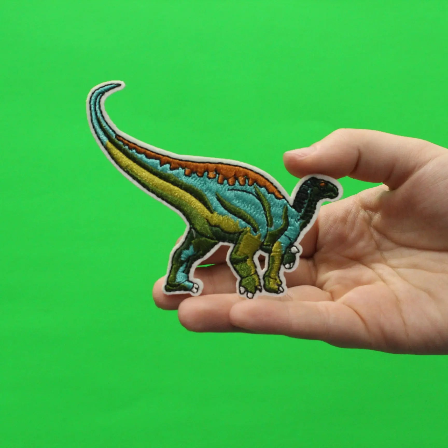 Brontosaurus Walking Away Multicolored Dinosaur Embroidered Iron on Patch