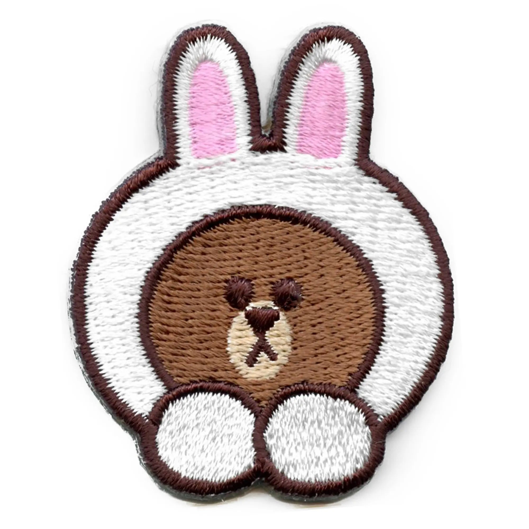 Line Friends Bear Brown Patch Bunny Hat Embroidered Iron On