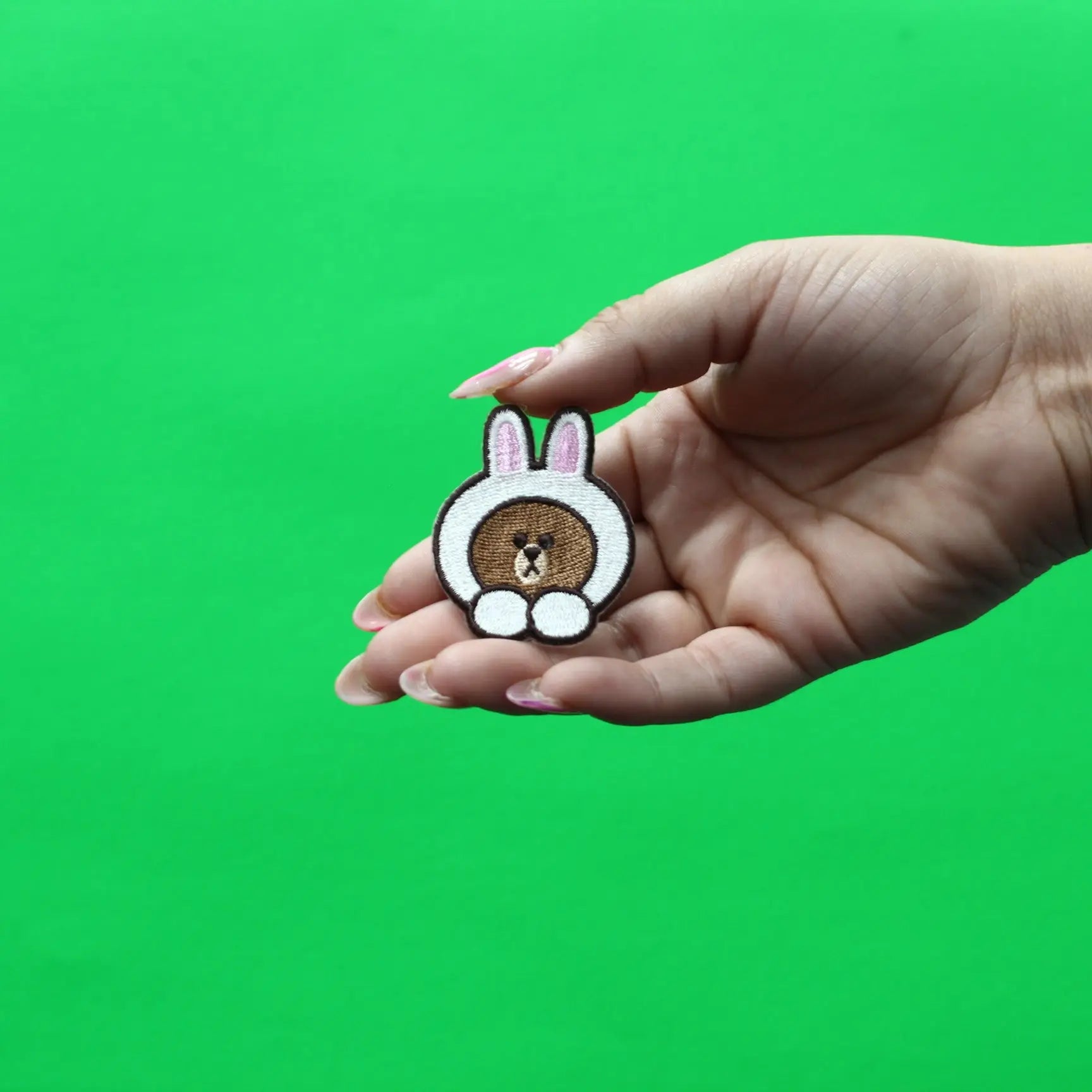 Line Friends Bear Brown Patch Bunny Hat Embroidered Iron On