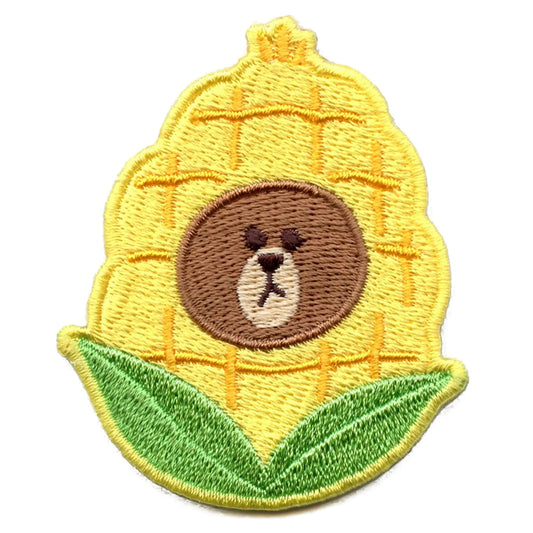 Line Friends Bear Brown Patch Corn Hat Embroidered Iron On