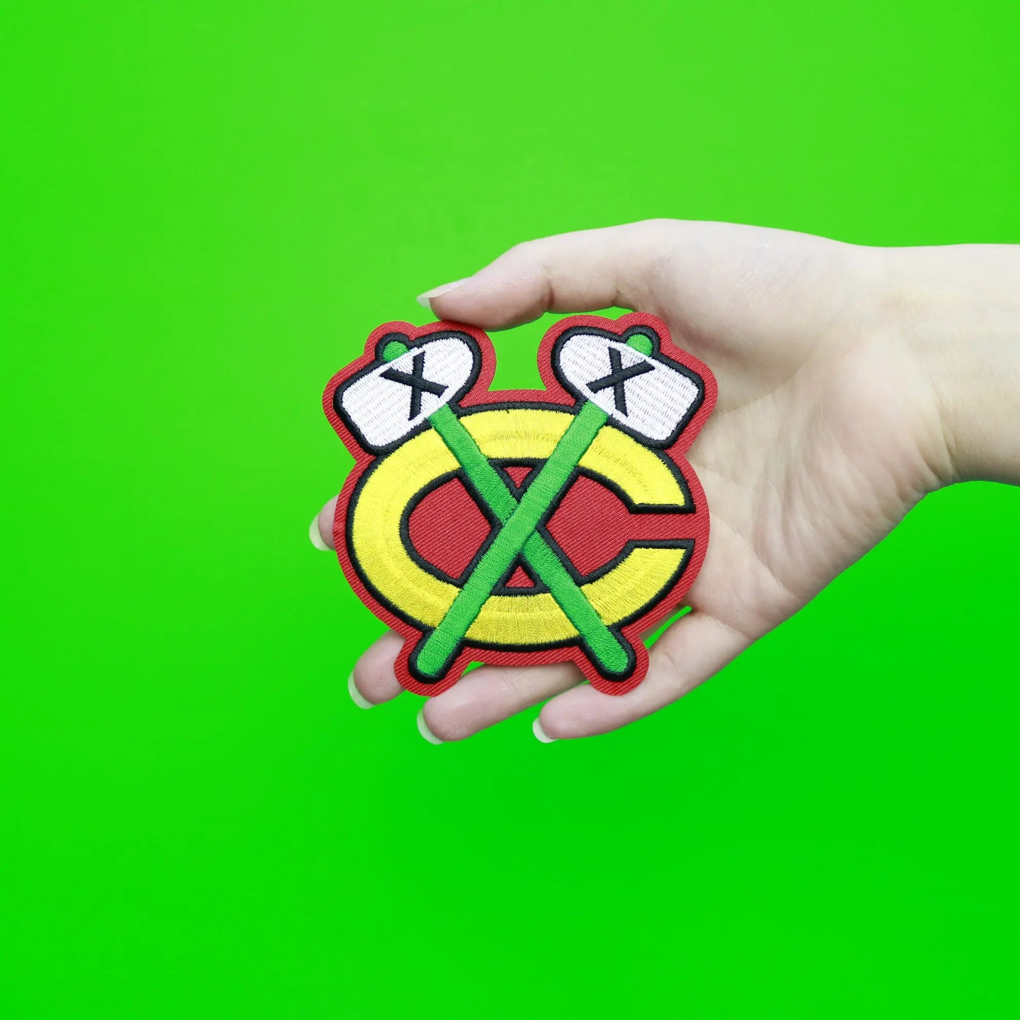 Chicago Blackhawks Shoulder Tomahawks Logo Home Jersey Patch (Red Background)