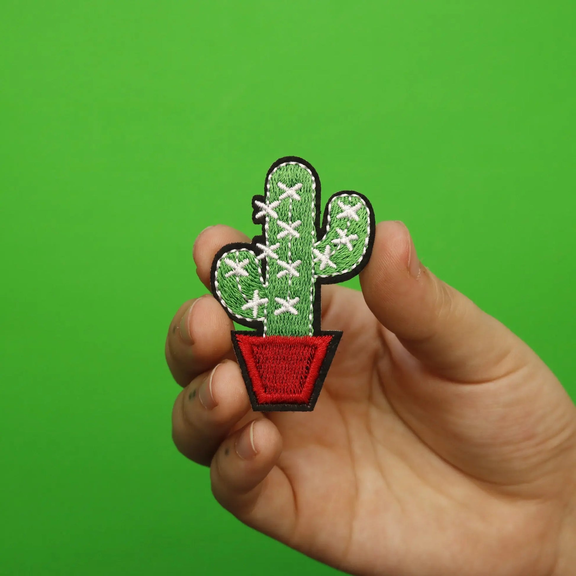 Cactus In Pot Embroidered Iron On Patch