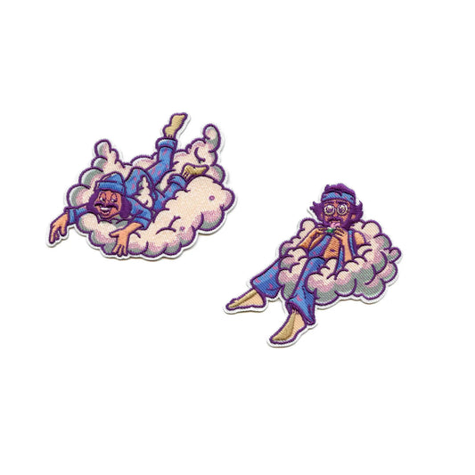Cheech & Chong On Clouds Patch SET Hippy Comedians Embroidered Iron On