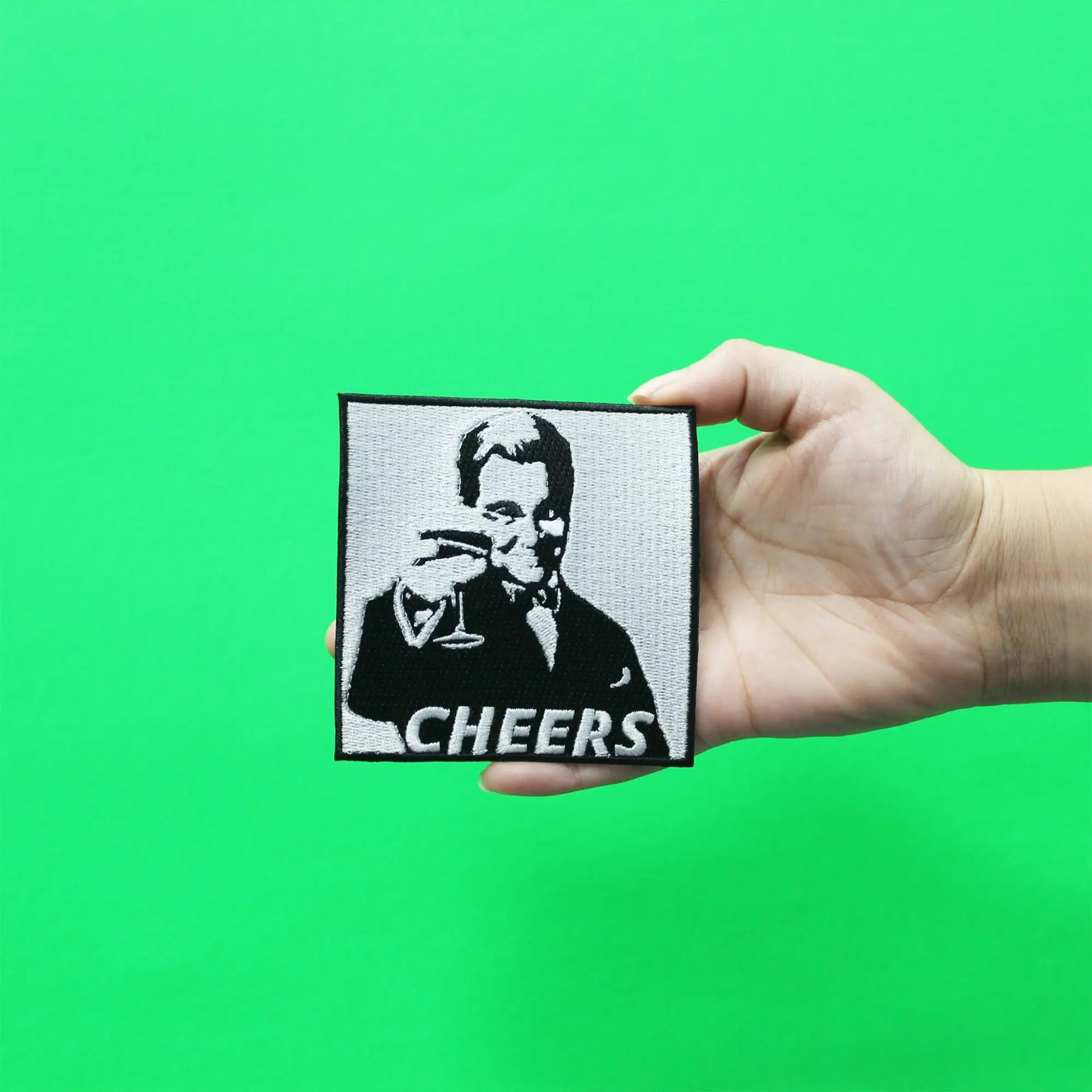 Cheers with Martini Meme Iron On Embroidered Patch