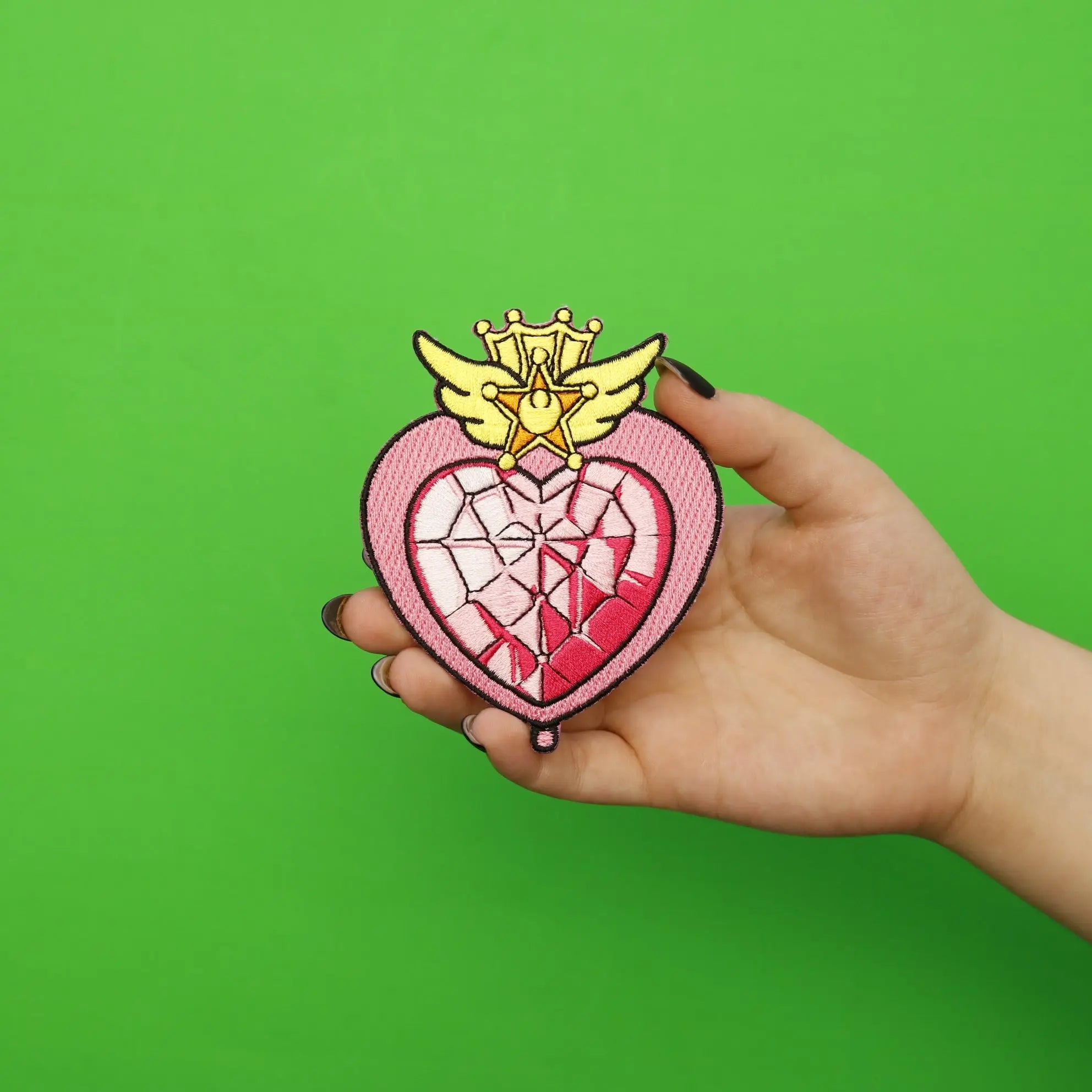 Sailor Moon Anime Chibi Moon Compact Heart Embroidered Iron On Patch