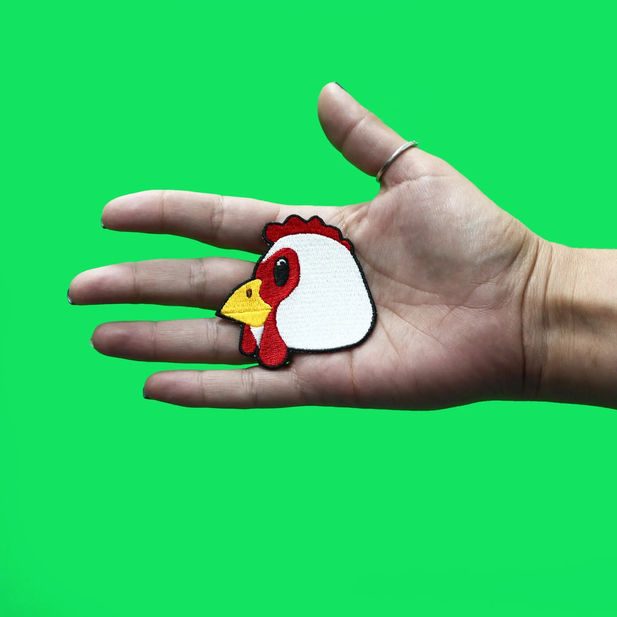 Chicken Head Emoji Patch Keyboard Animal Text Embroidered Iron On