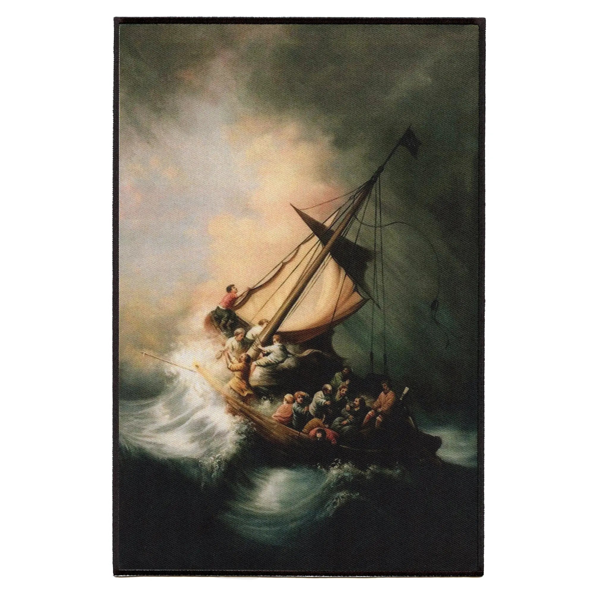 Christ In The Storm Patch Rembrandt Painting XL Embroidered Iron On