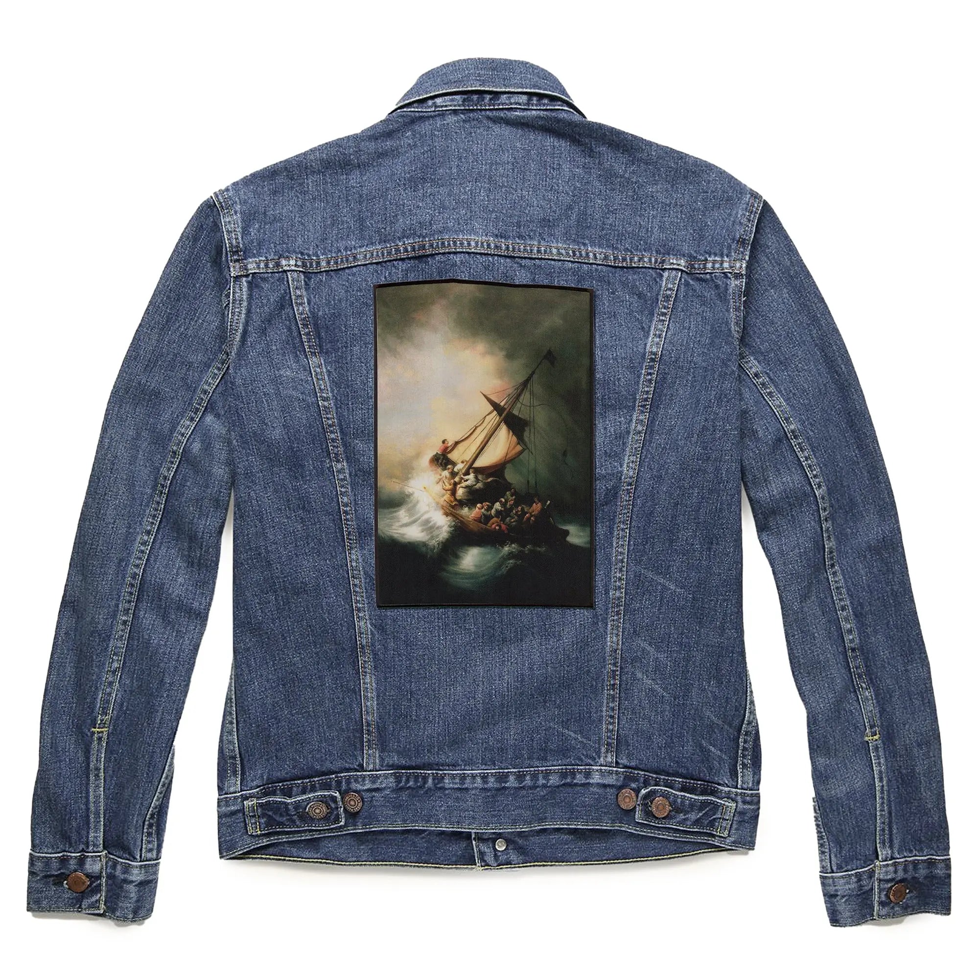 Christ In The Storm Patch Rembrandt Painting XL Embroidered Iron On