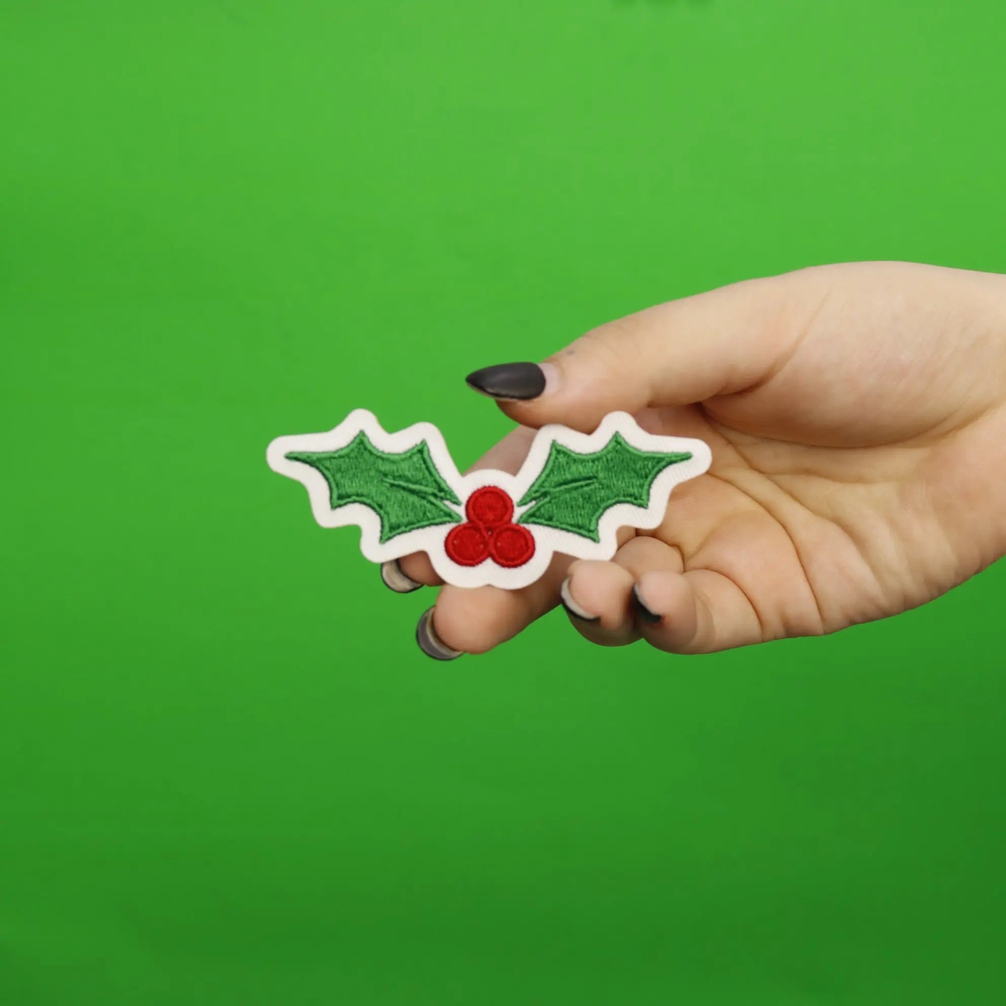 Christmas Holly Berries Embroidered Iron On Patch