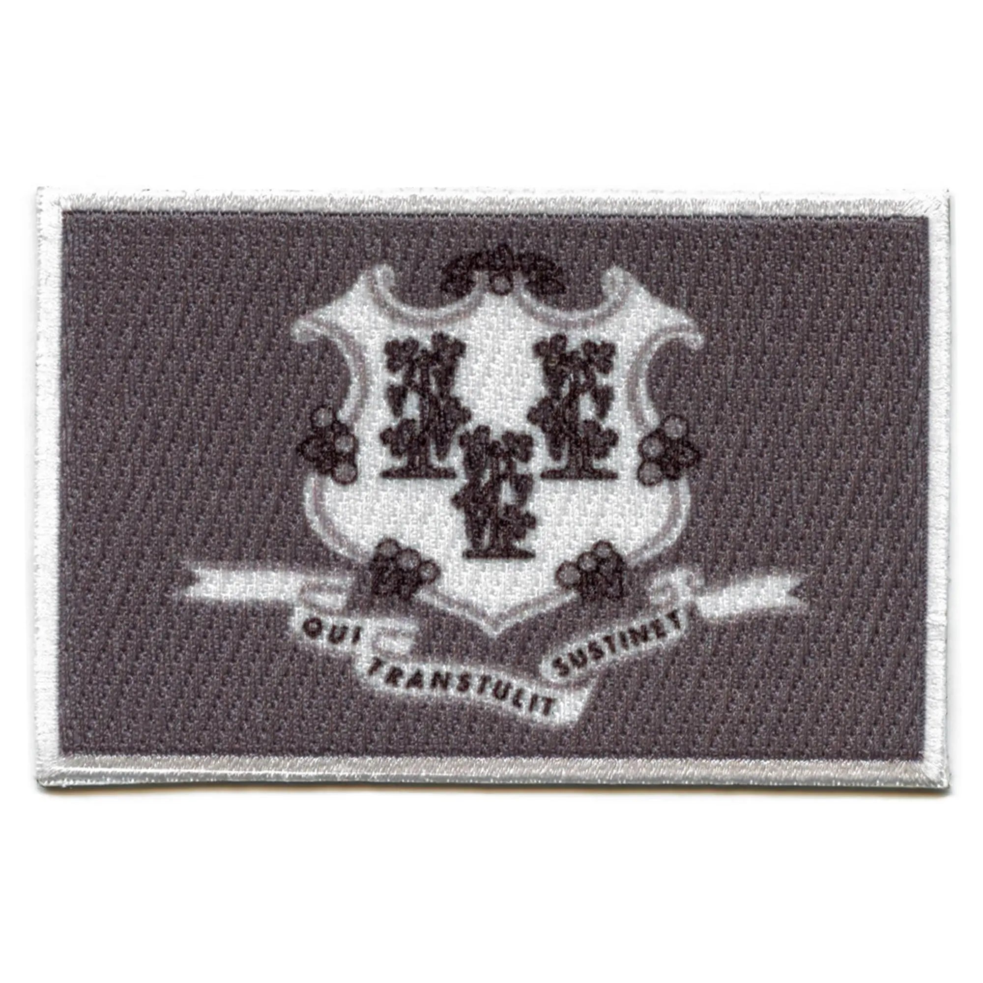 Connecticut Patch State Flag Grayscale Embroidered Iron On