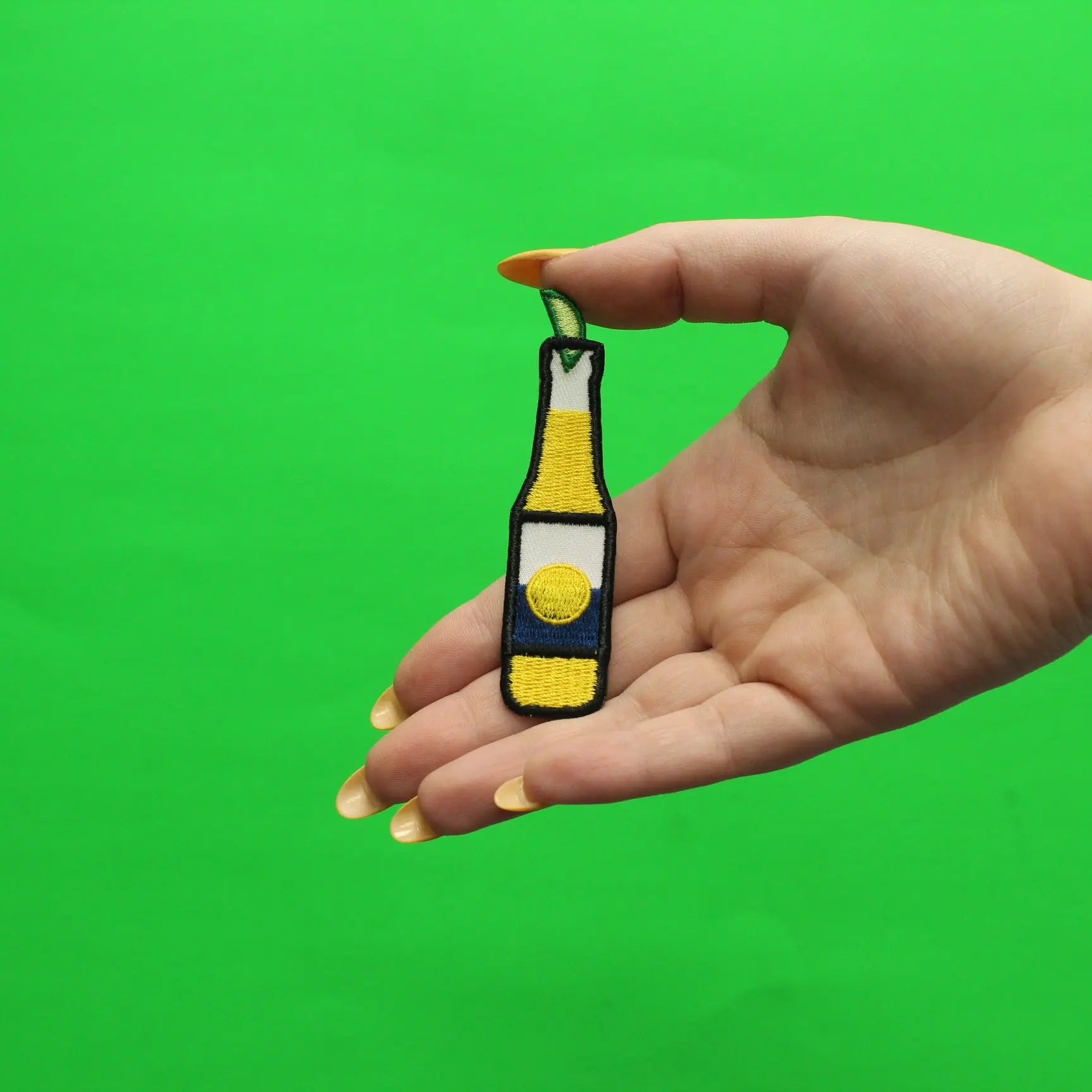Bottle Of Beer With Lime Embroidered Iron On Patch