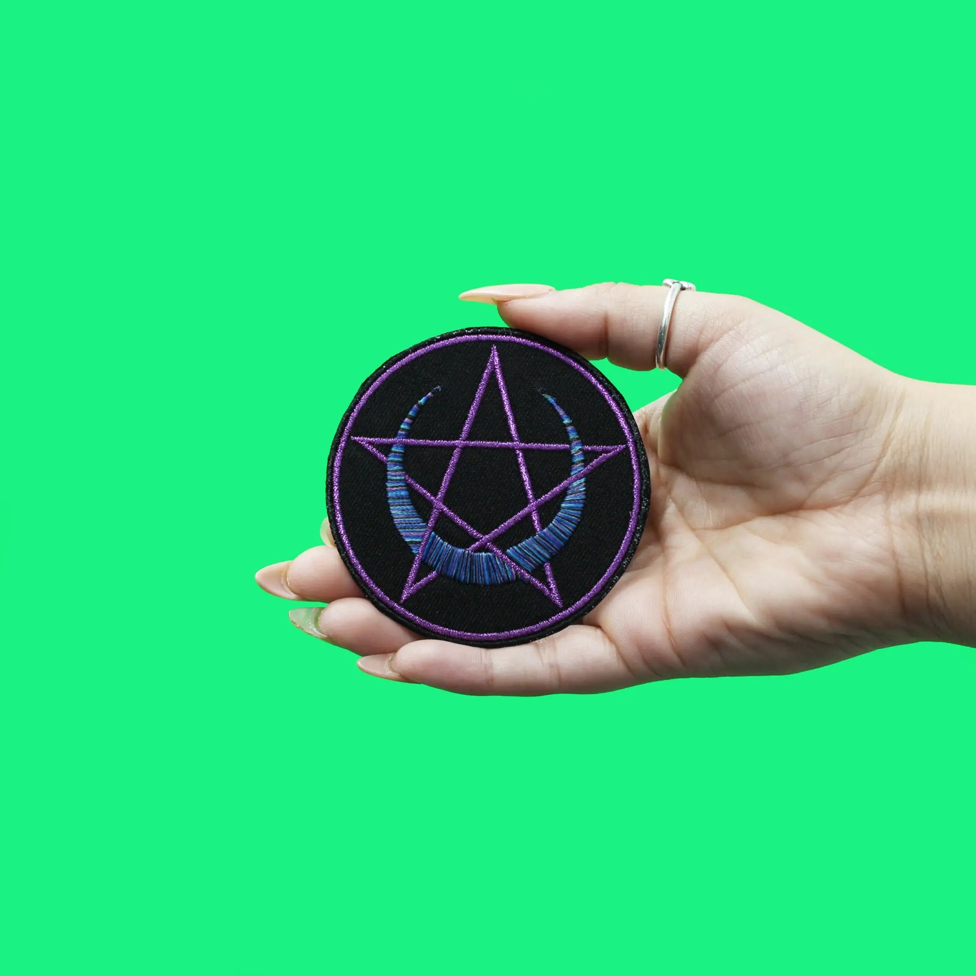 Crescent Moon Patch Pentacle EXCLUSIVE Embroidered Iron On