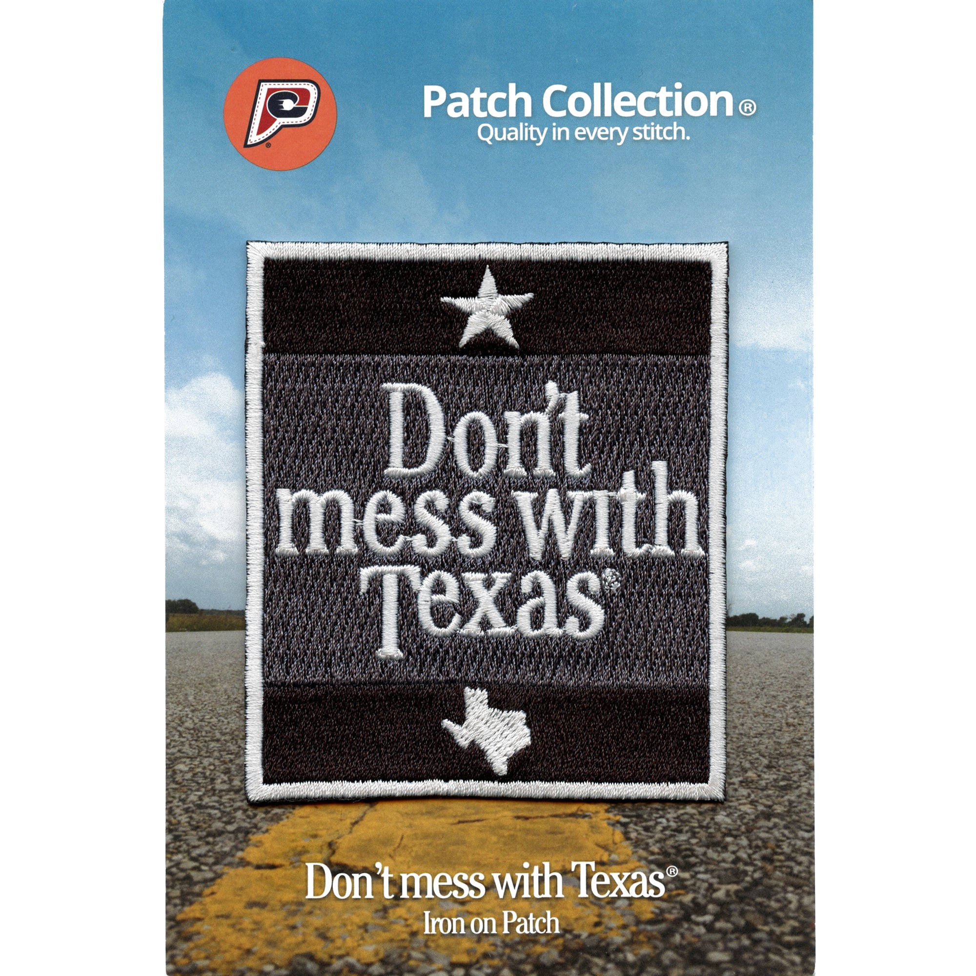 Don't Mess With Texas Patch Grayscale Box Logo Embroidered Iron On