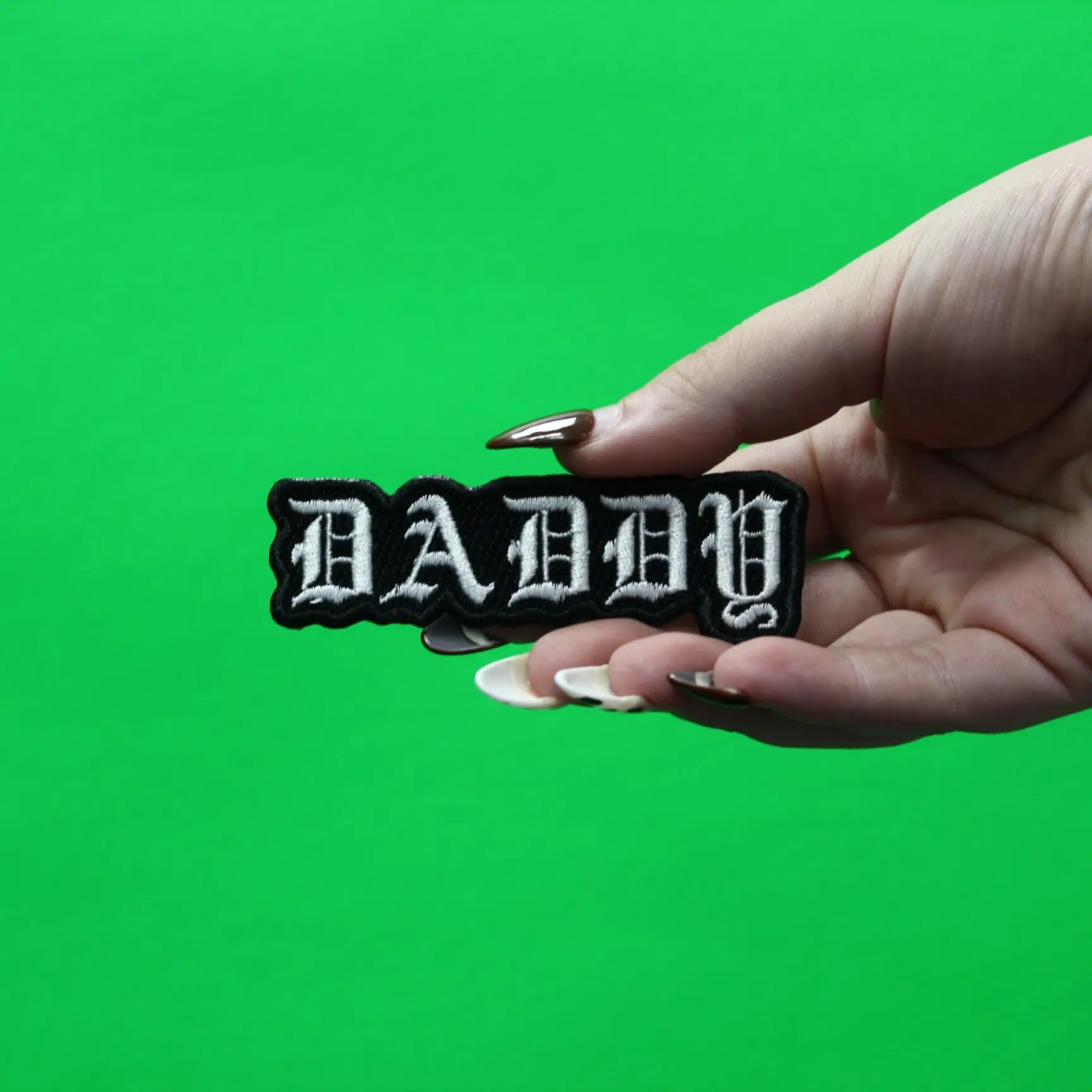 Daddy Old English Patch Writing Font Embroidered Iron On