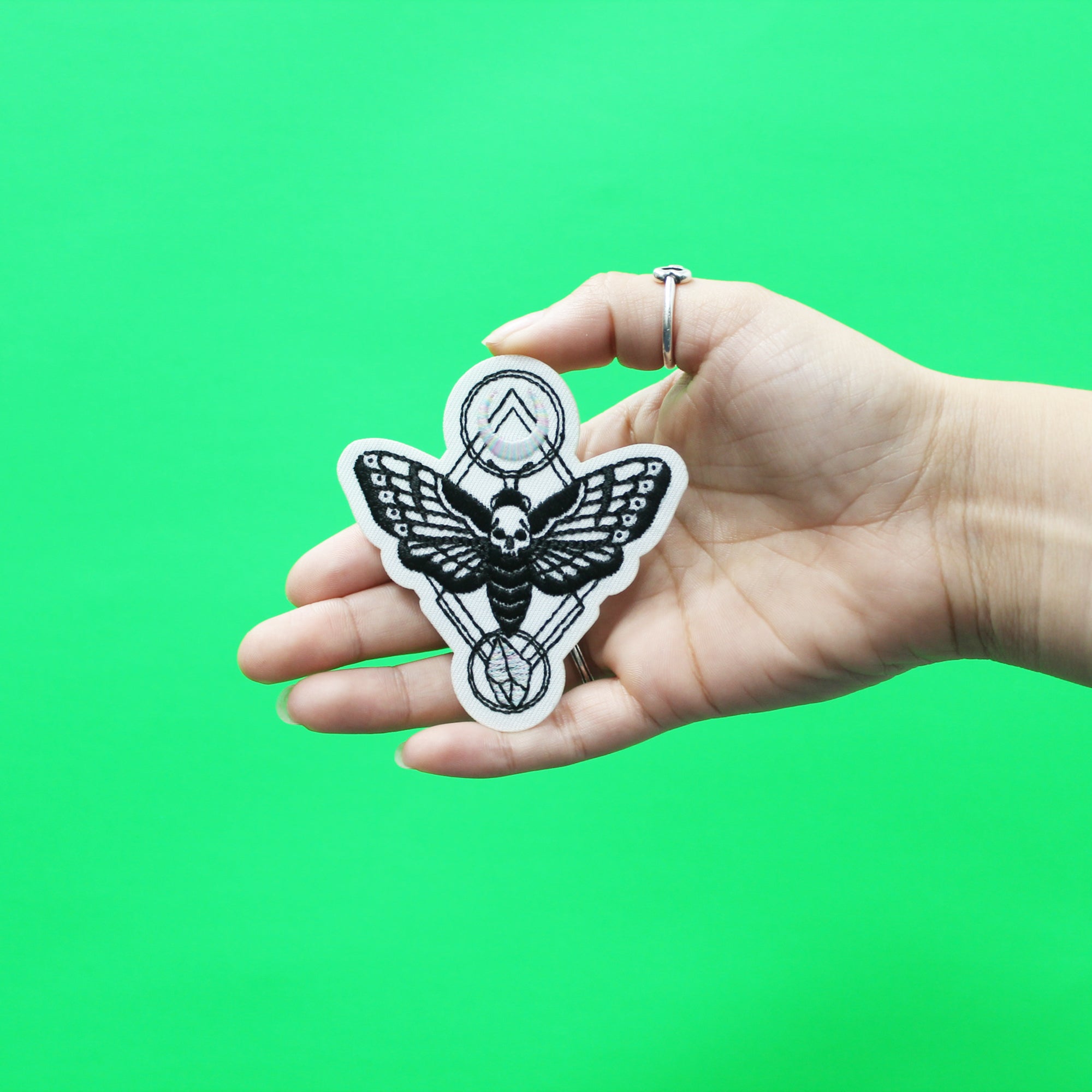 Deaths Head Moth Patch With Moon Crystal EXCLUSIVE Embroidered Iron On