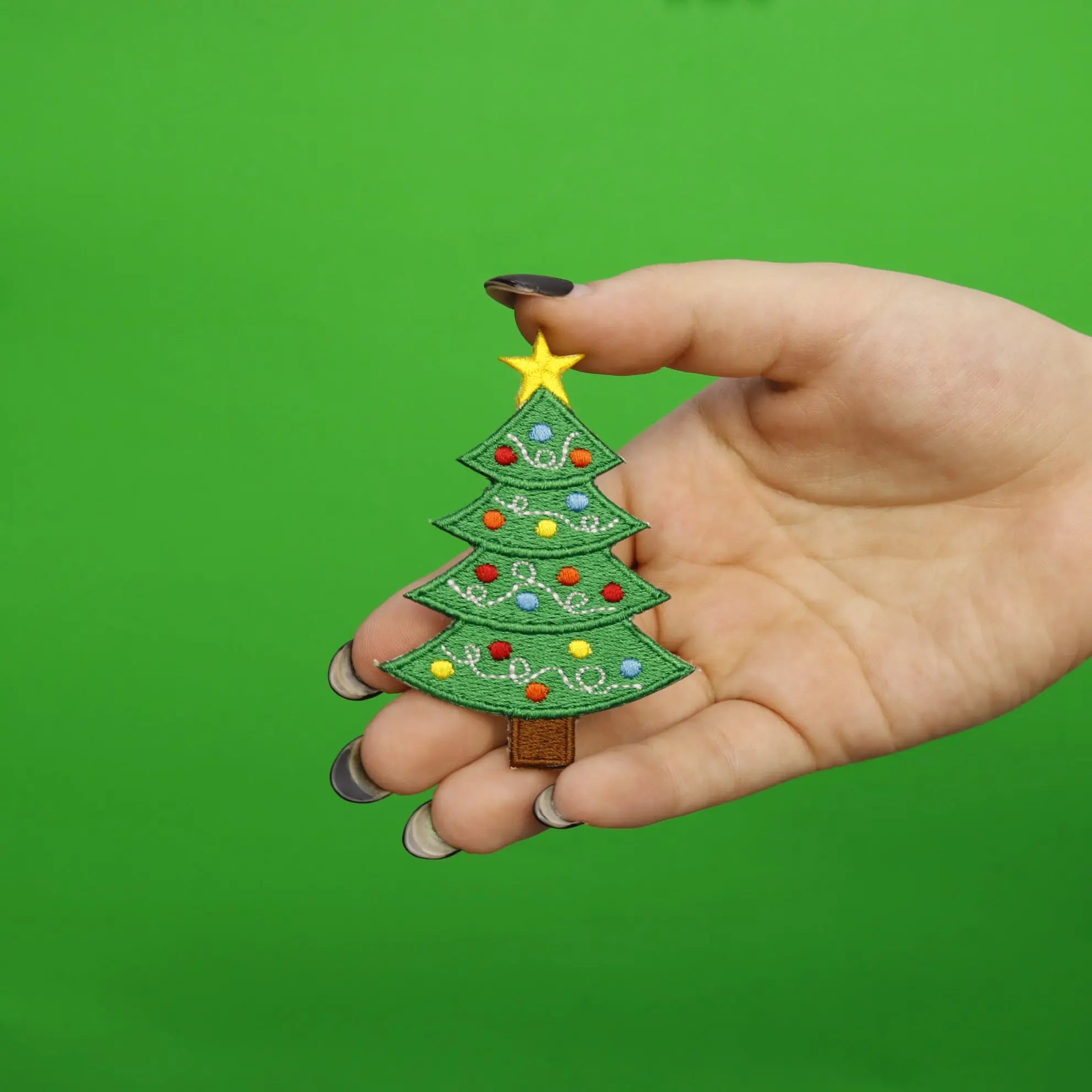 Decorated Christmas Tree Embroidered Iron On Patch