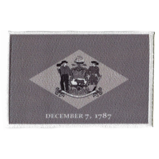 Delaware Patch State Flag Grayscale Embroidered Iron On