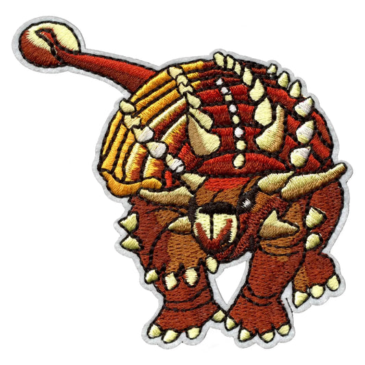 Euoplocephalus Walking Brown Dinosaur Embroidered Iron on Patch