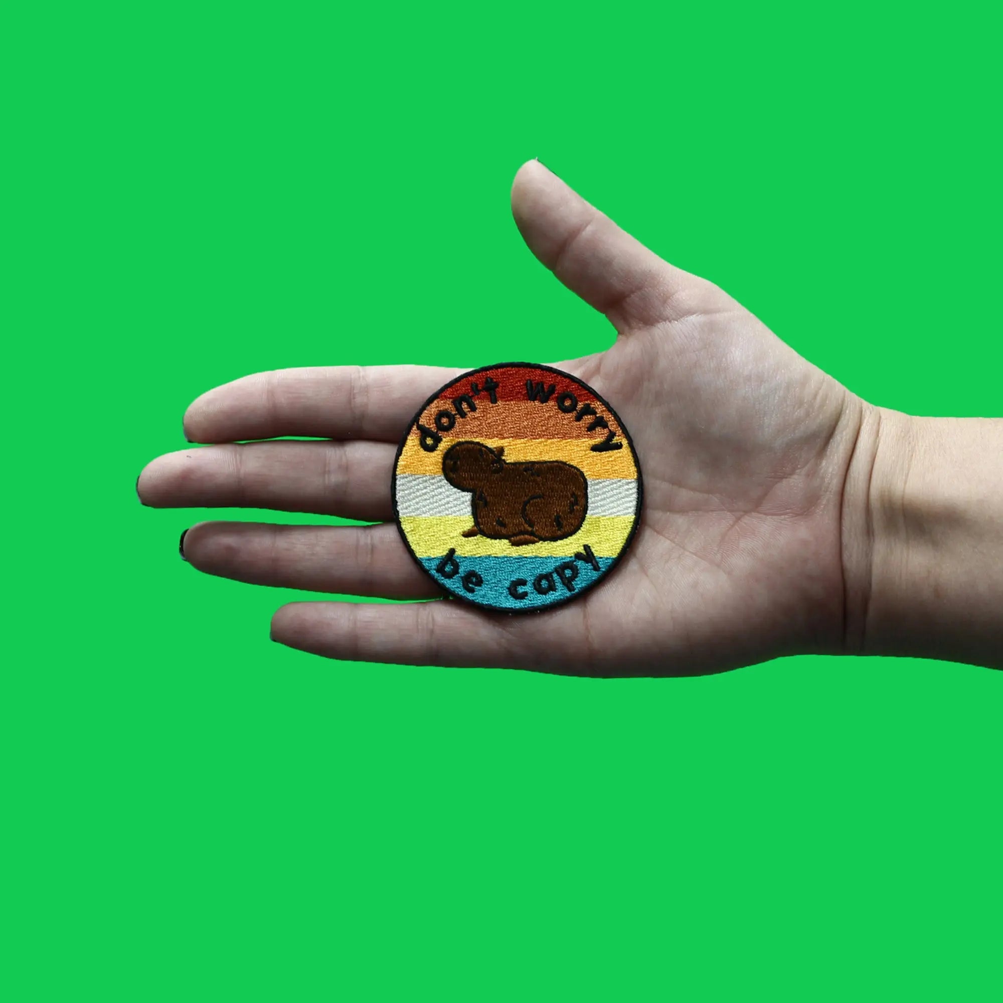 Don't Worry Be Capy Patch Cute Capybara Embroidered Iron On