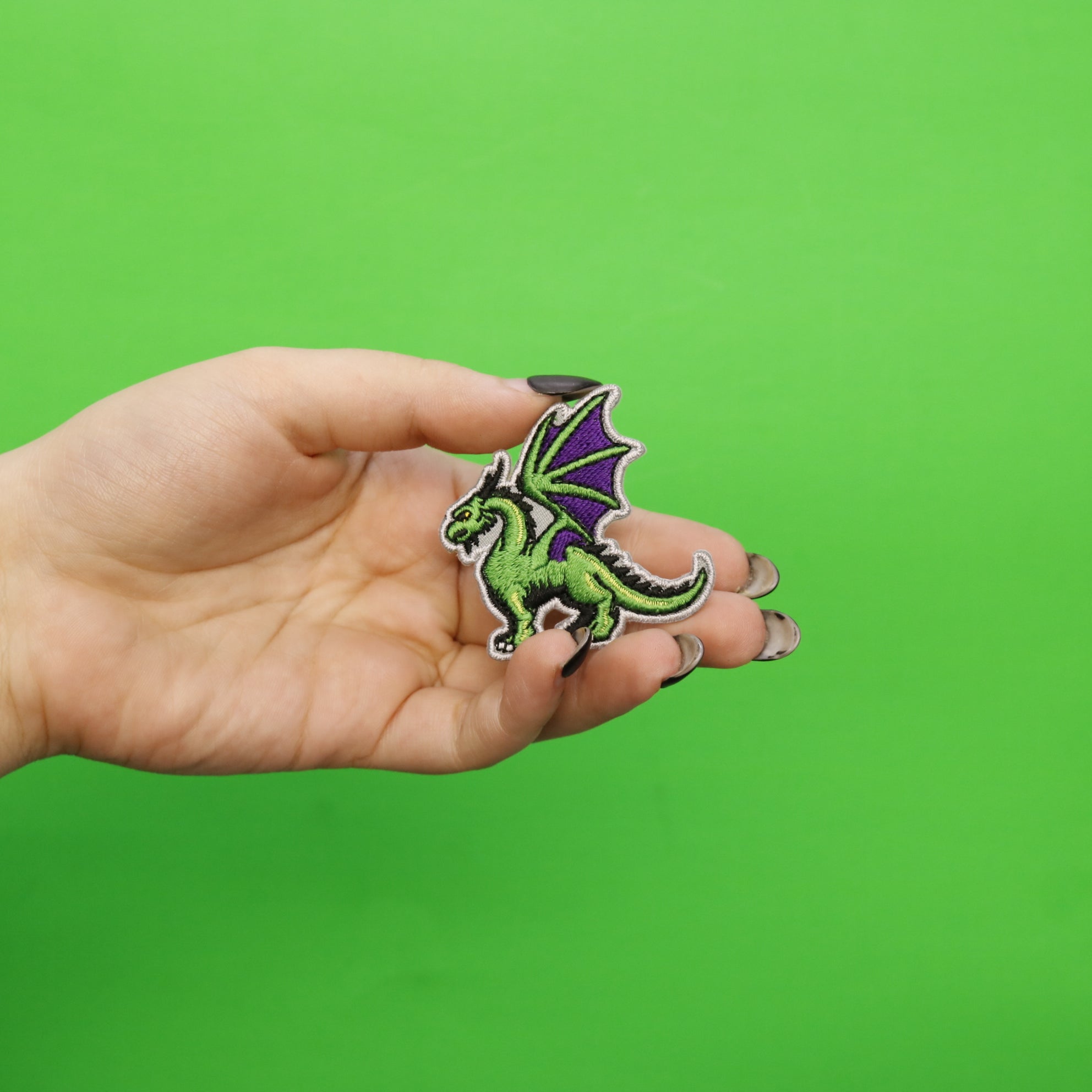 Green Dragon Embroidered Iron On Patch