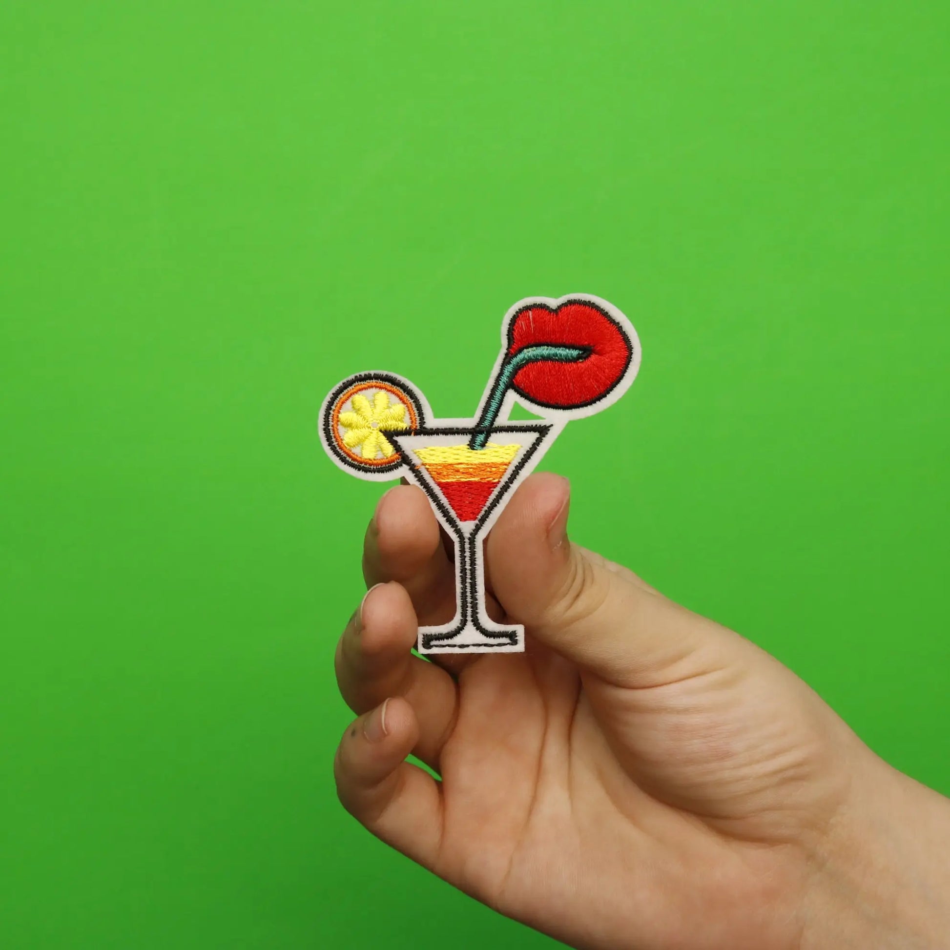 Drinking Martini Embroidered Applique Iron On Patch
