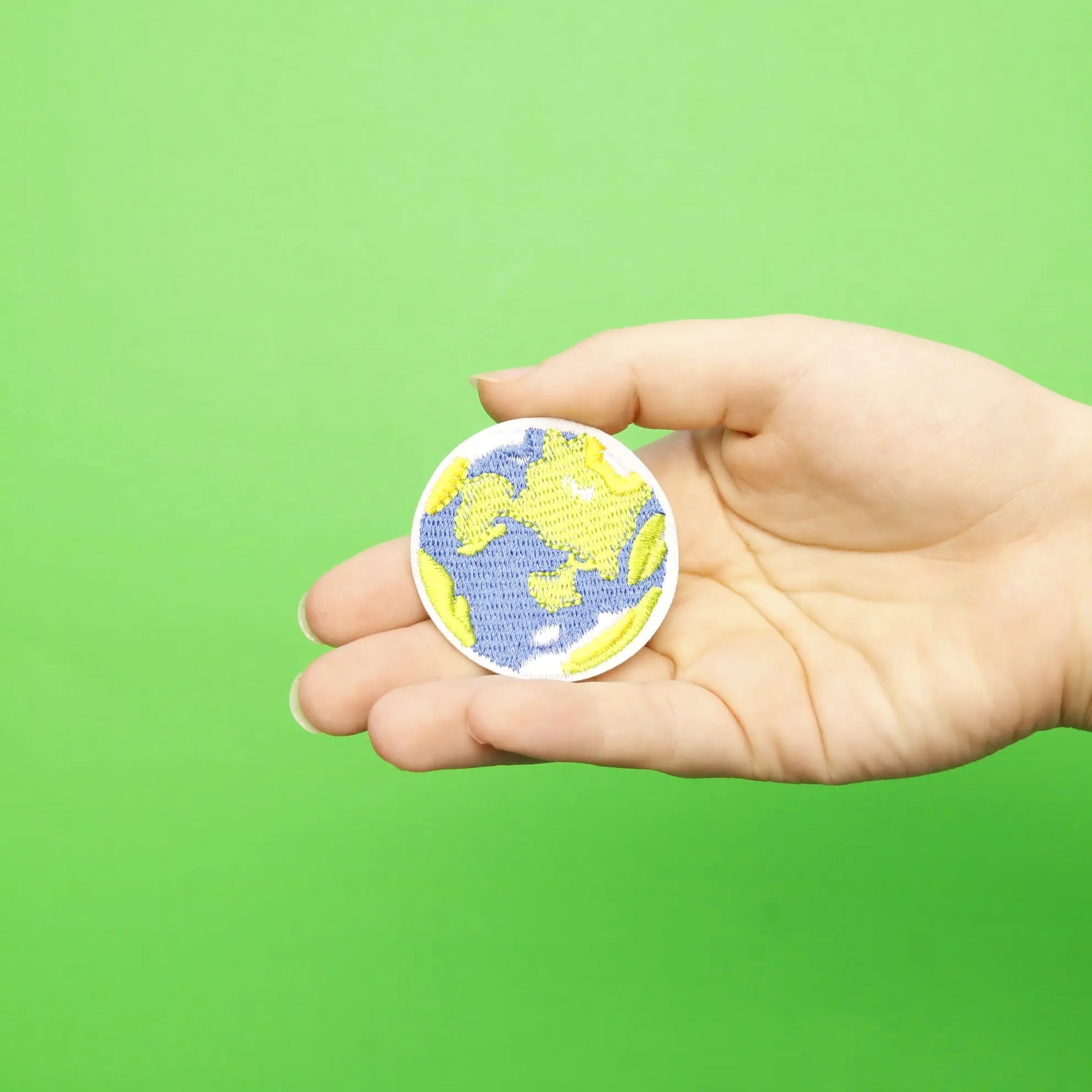 Small Planet Earth Embroidered Iron On Patch