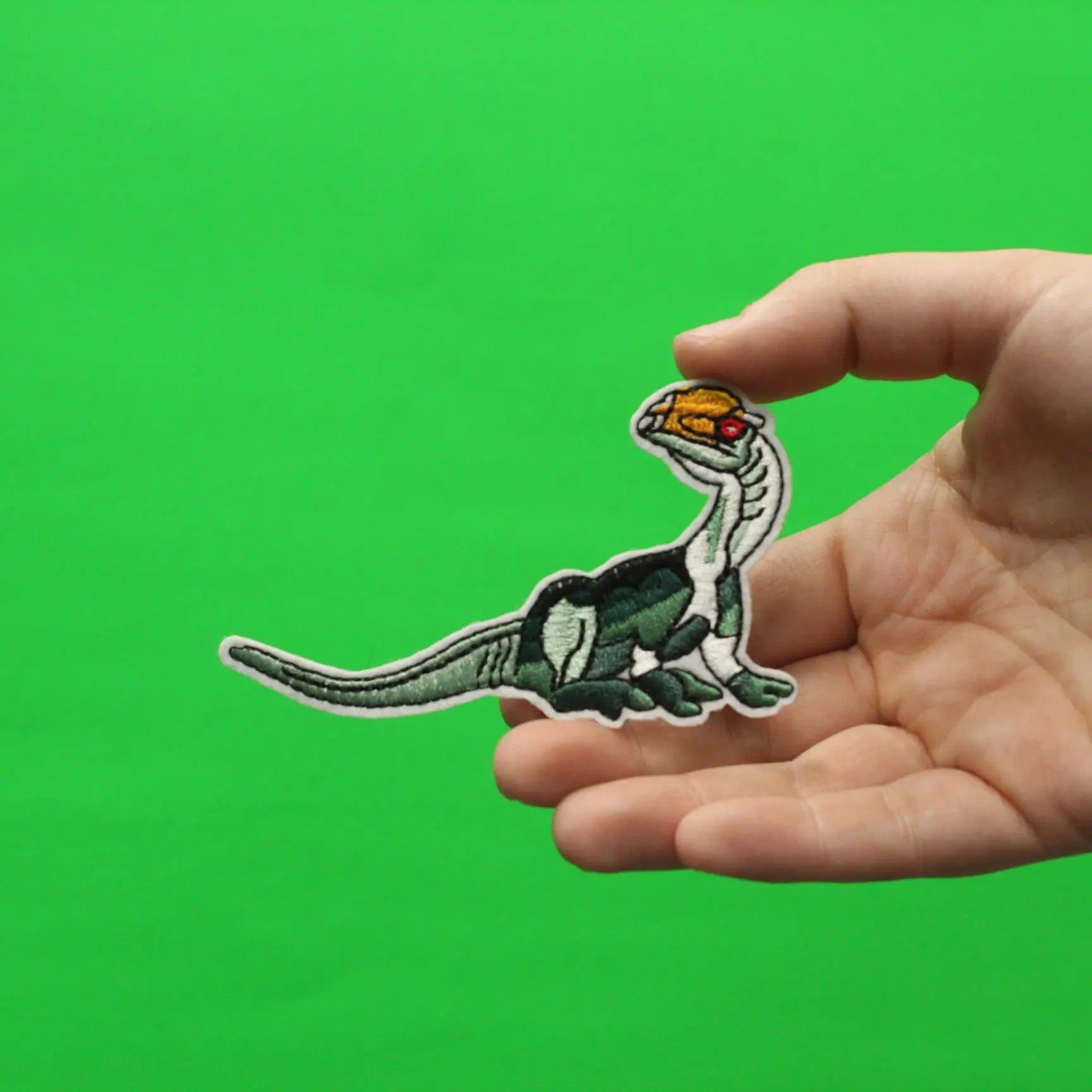 Edmontosaurus Green With Orange Bill Dinosaur Embroidered Iron On Patch