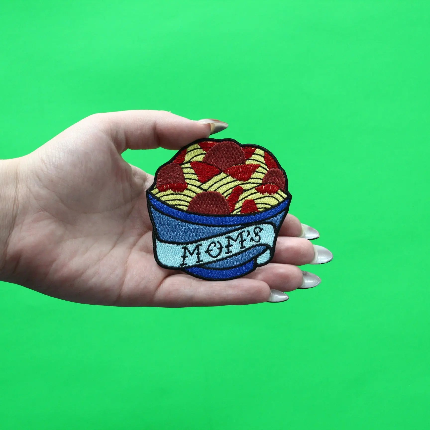 Moms Spaghetti Bowl Patch Food Detroit Hip Hop Embroidered Iron On