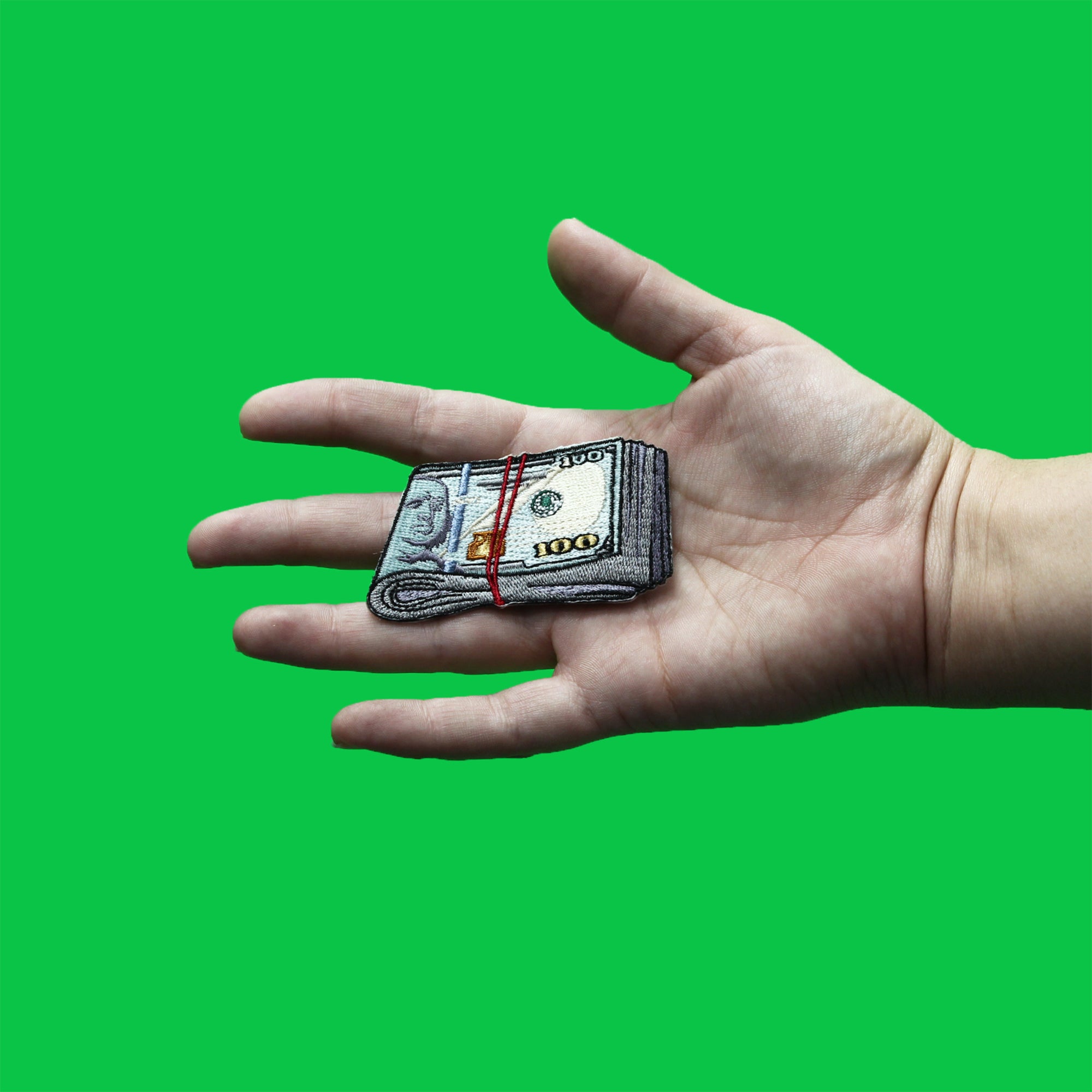 Fat Wad Dirty Money Patch Hundreds Blue Benjamins Embroidered Iron On
