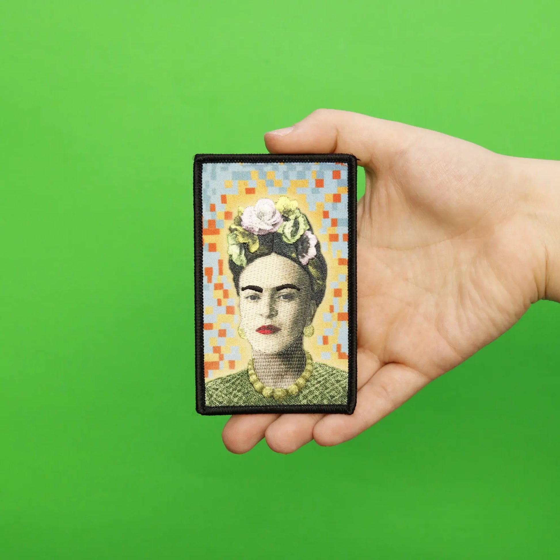 Frida Kahlo Pixel Portrait Sublimated Embroidered Iron On Patch