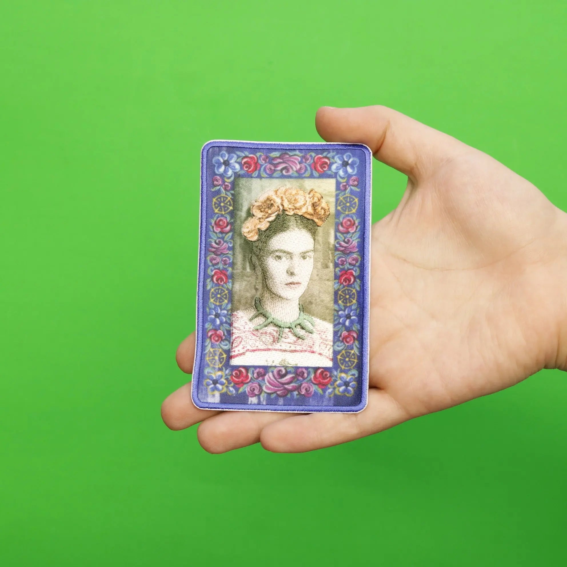 Frida Kahlo Flower Frame Portrait Sublimated Embroidered Iron On Patch