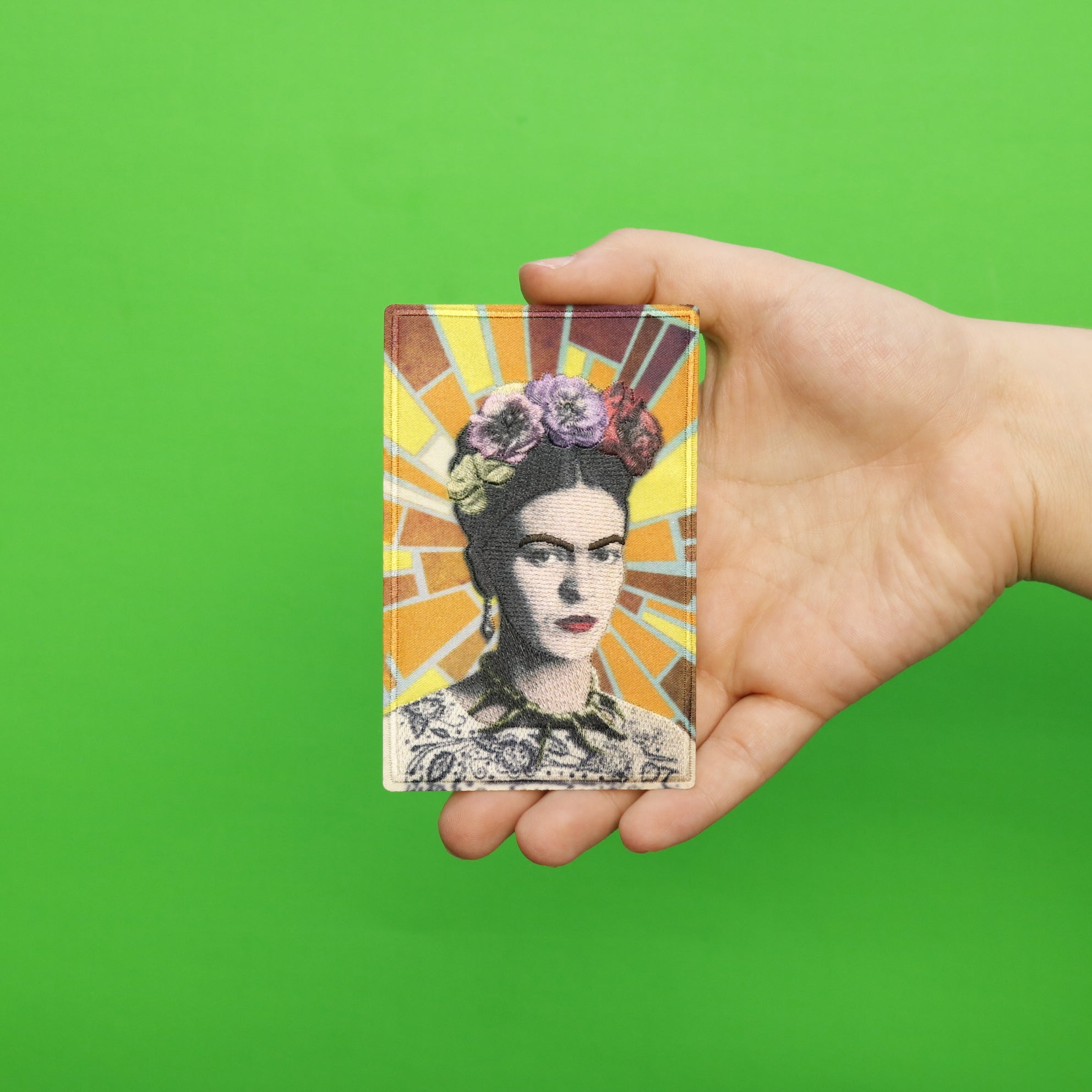 Frida Kahlo Mosaic Rays Portrait Sublimated Embroidered Iron On Patch