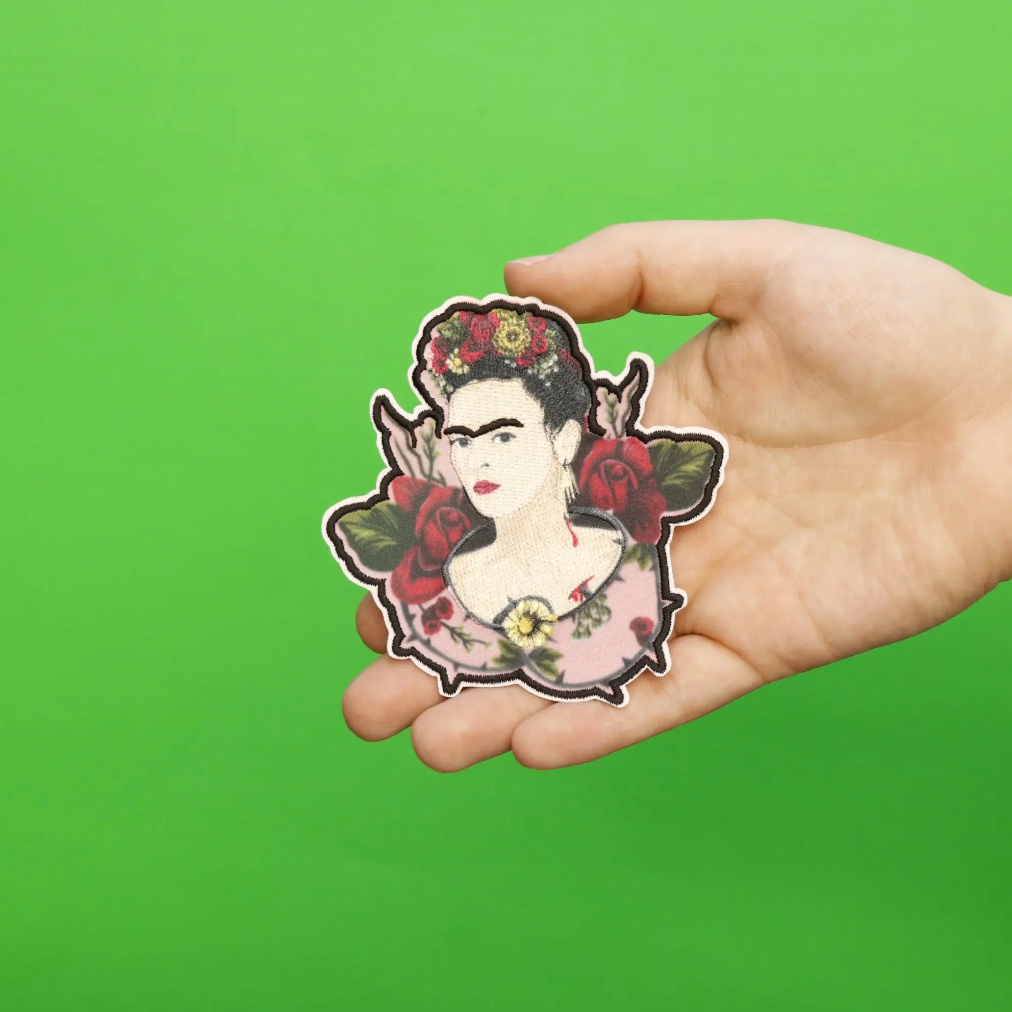 Frida Kahlo Rose Thorn Portrait Sublimated Embroidered Iron On Patch
