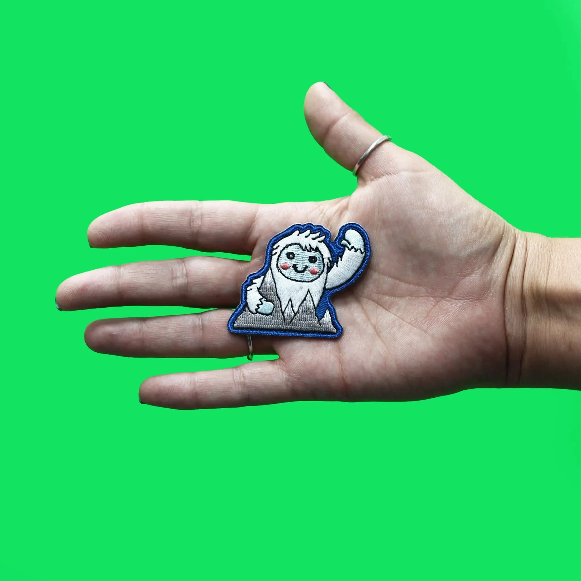 Friendly Yeti Waving Patch Legend Creature Tundra Embroidered Iron On