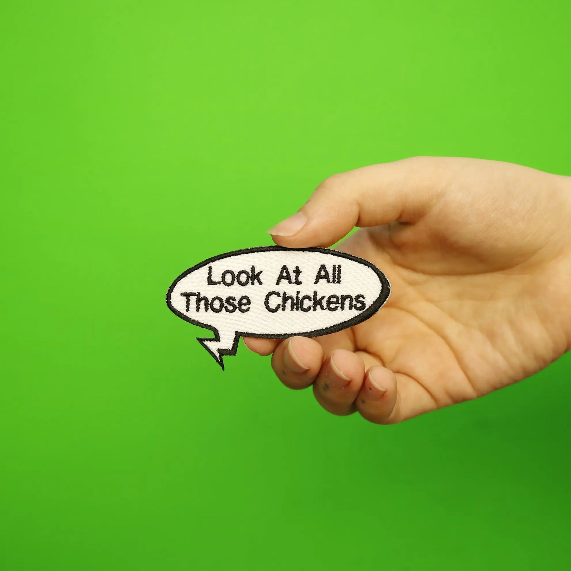Funny Vine "Look At All Those Chickens" Word Bubble Embroidered Iron On Patch