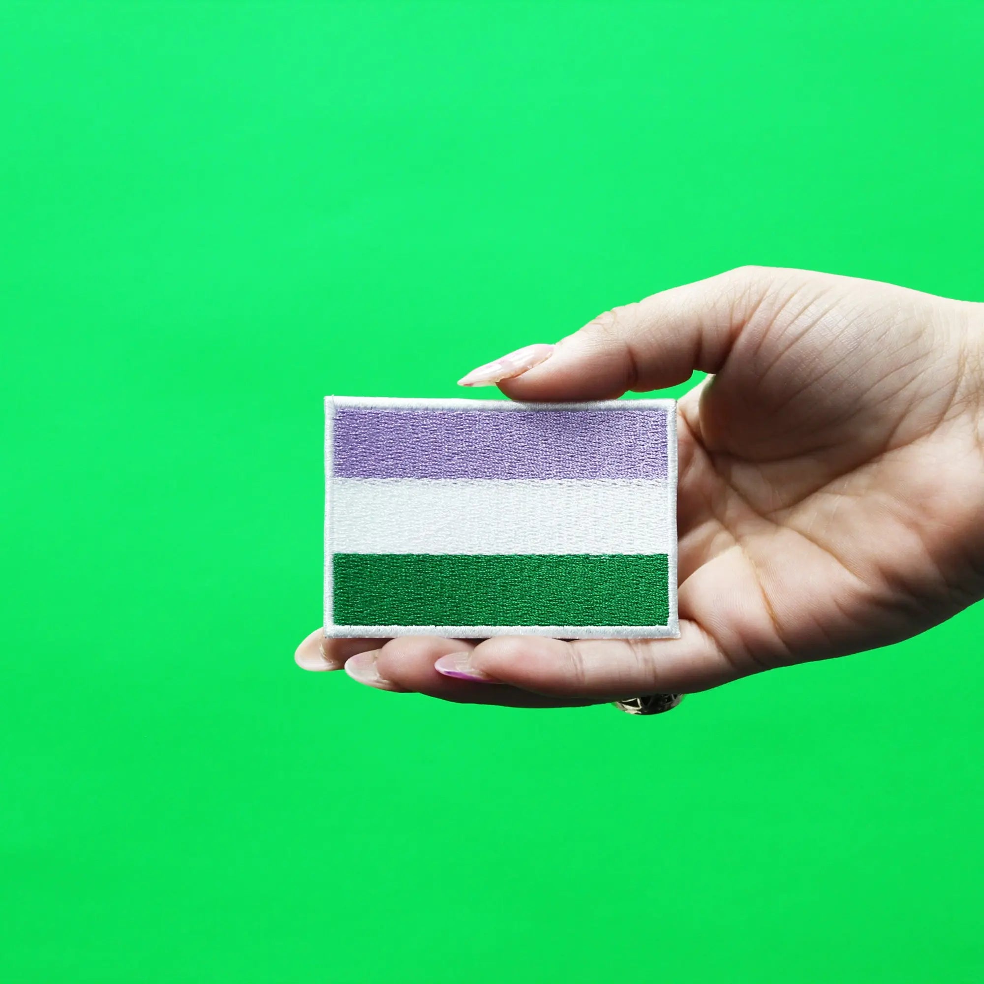 Genderqueer Pride Flag Patch LGBTQ+ Embroidered Iron On