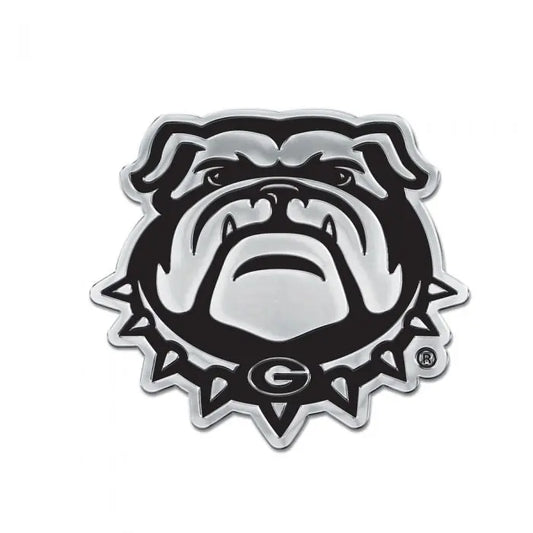 Georgia Bulldogs Mascot Premium Solid Metal Chrome Plated Car Auto Emblem