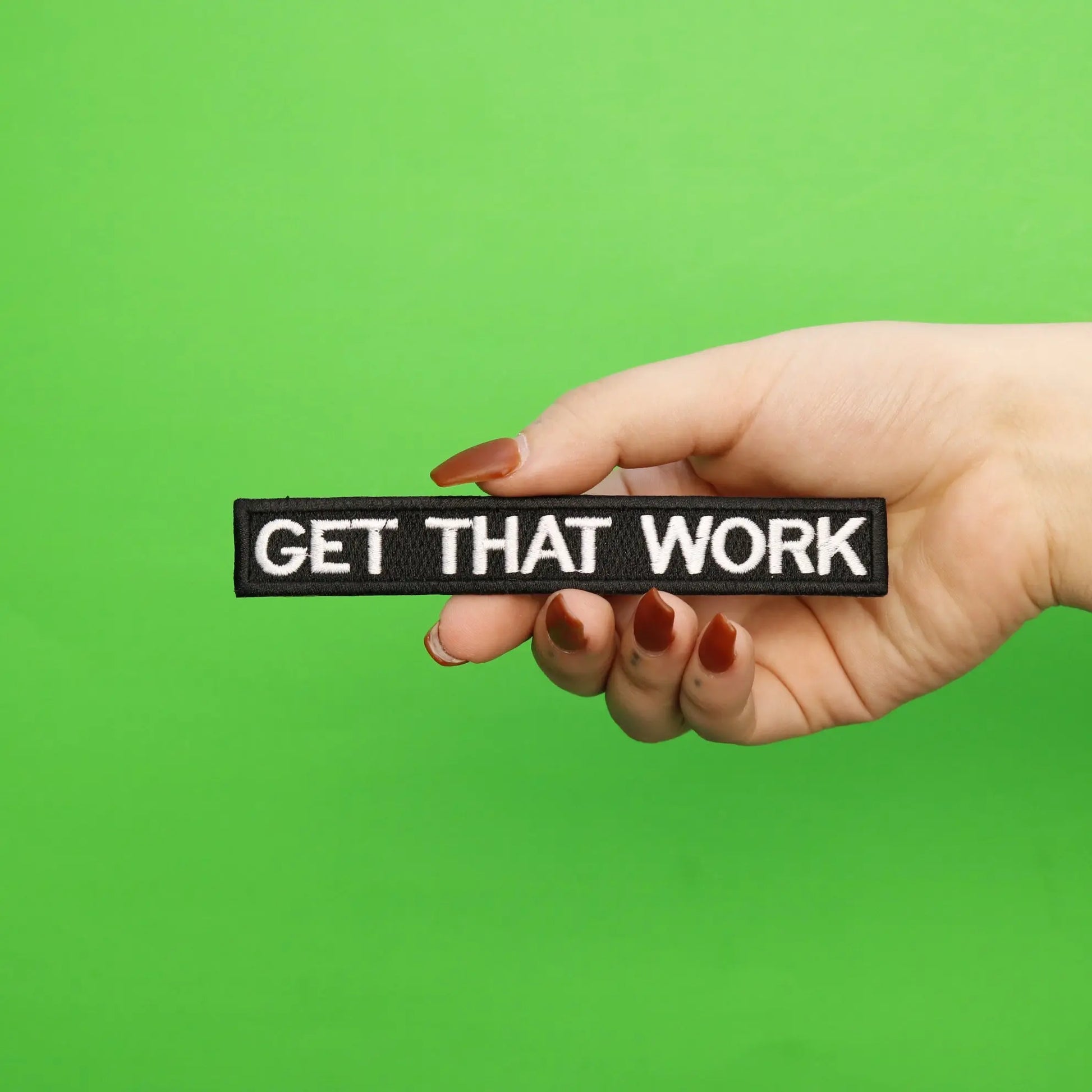 Get That Work Box Logo Embroidered Iron On Patch