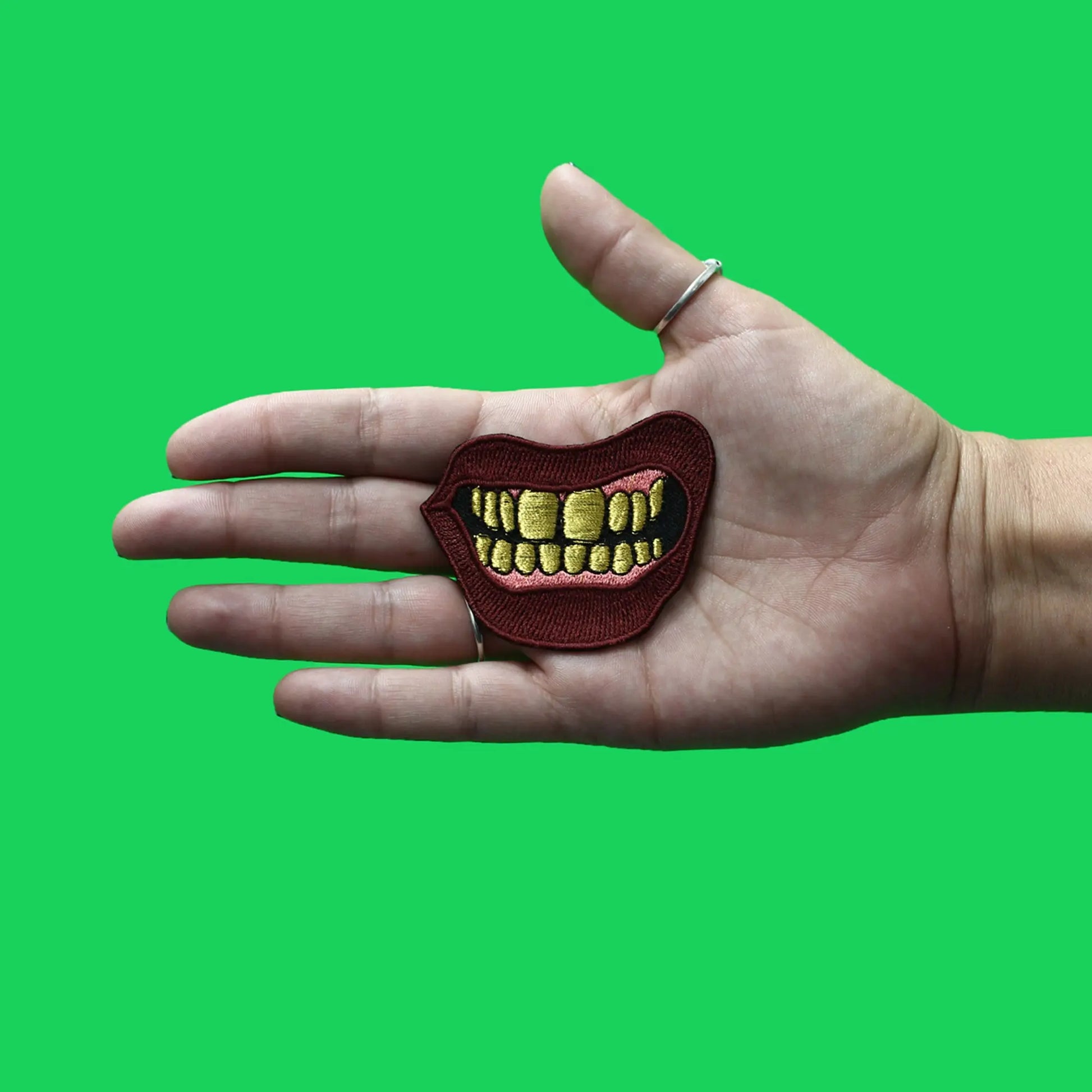 Grinning Gold Grillz Patch Money Genuine Popular Embroidered Iron On