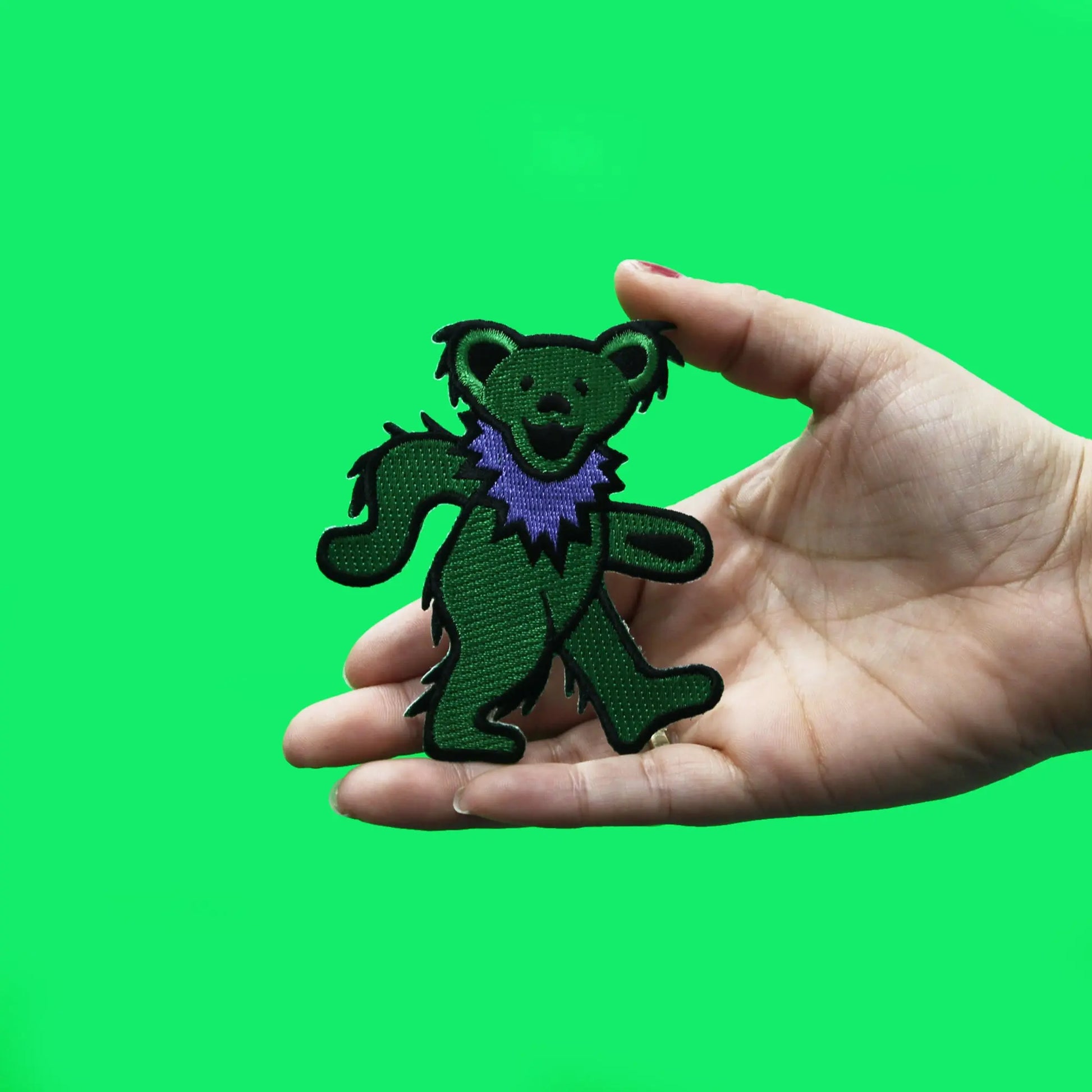 Grateful Dead Green Bear Patch Medium Iconic Embroidered Iron On