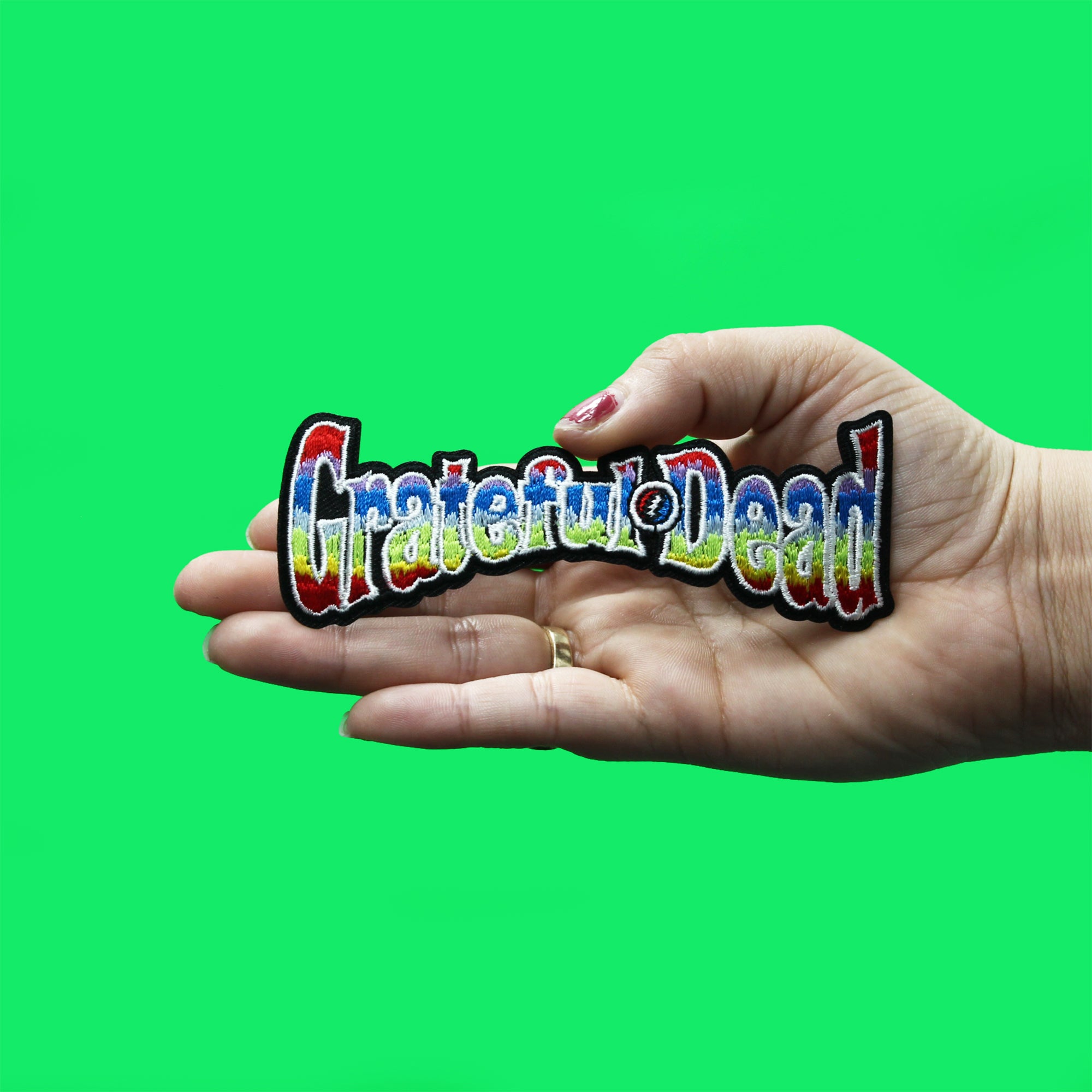 Grateful Dead Rainbow Logo Patch Tie Dye Embroidered Iron On