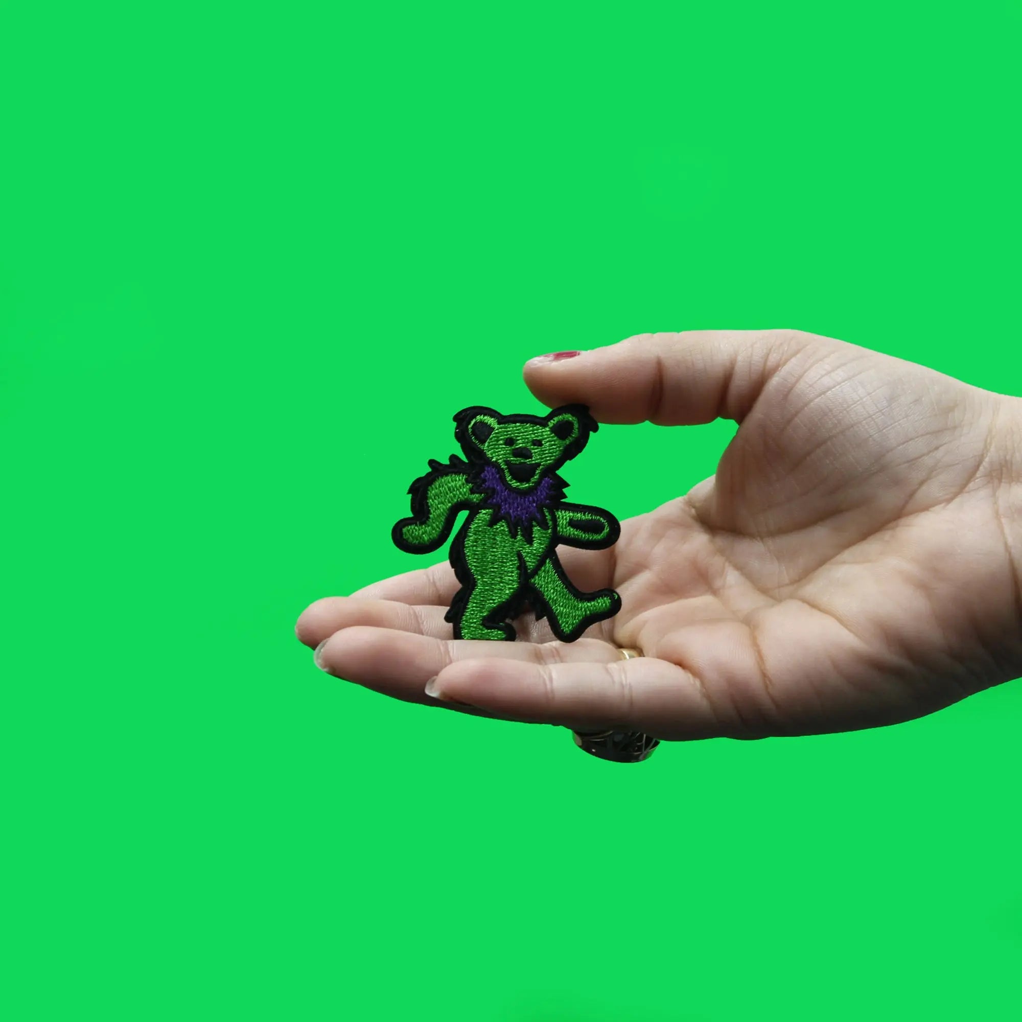 Grateful Dead Green Bear Patch Small Iconic Embroidered Iron On