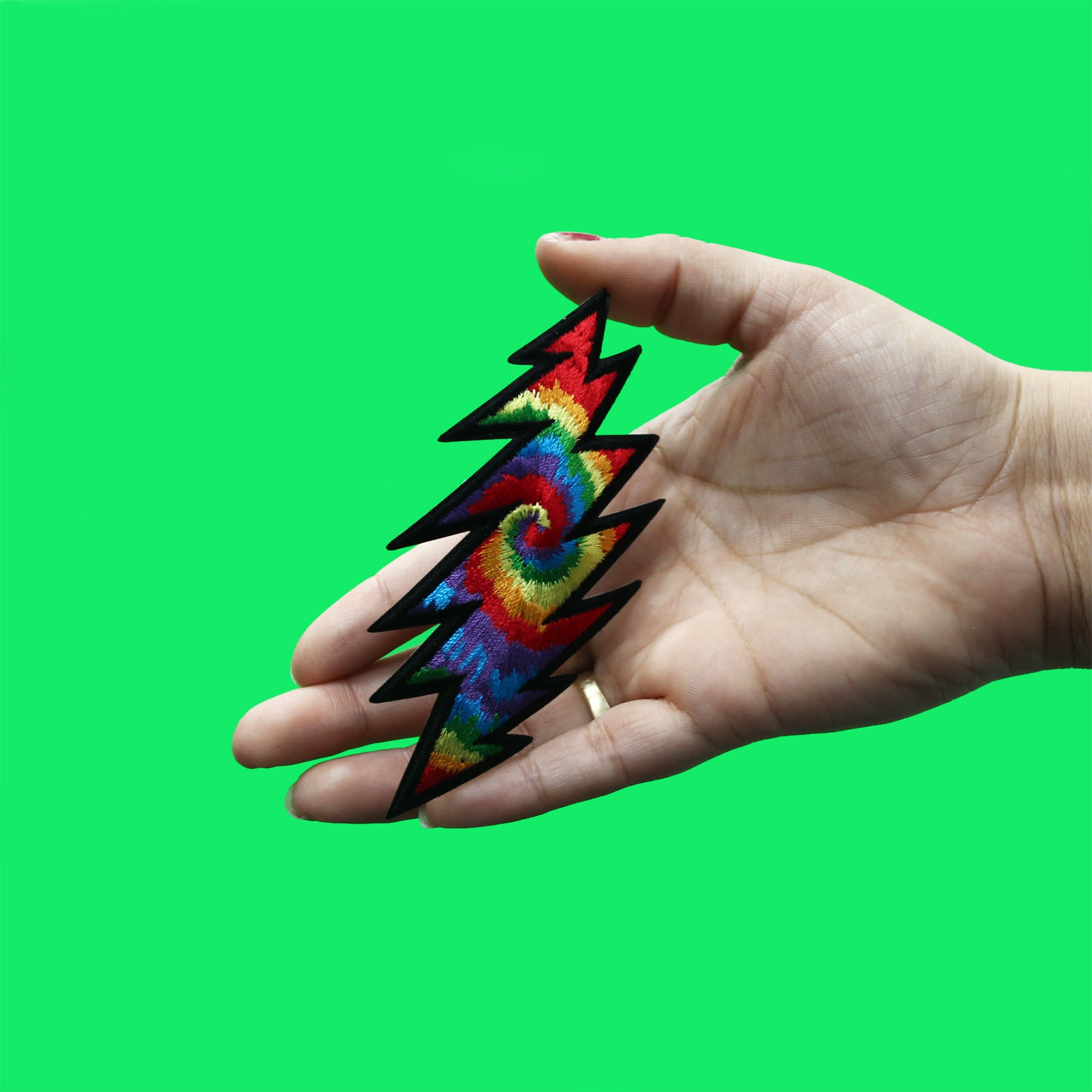 Grateful Dead Bolt Logo Patch Tie Dye Embroidered Iron On