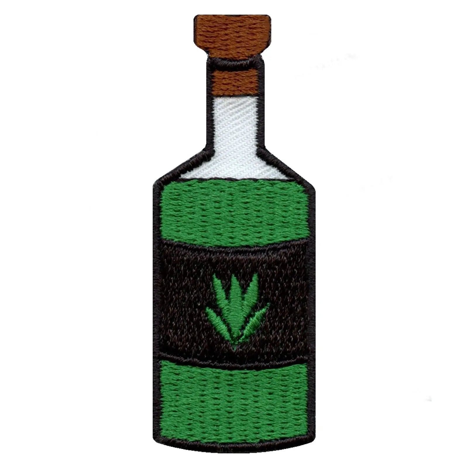 Green Herbal Juice Bottle Embroidered Iron On Patch