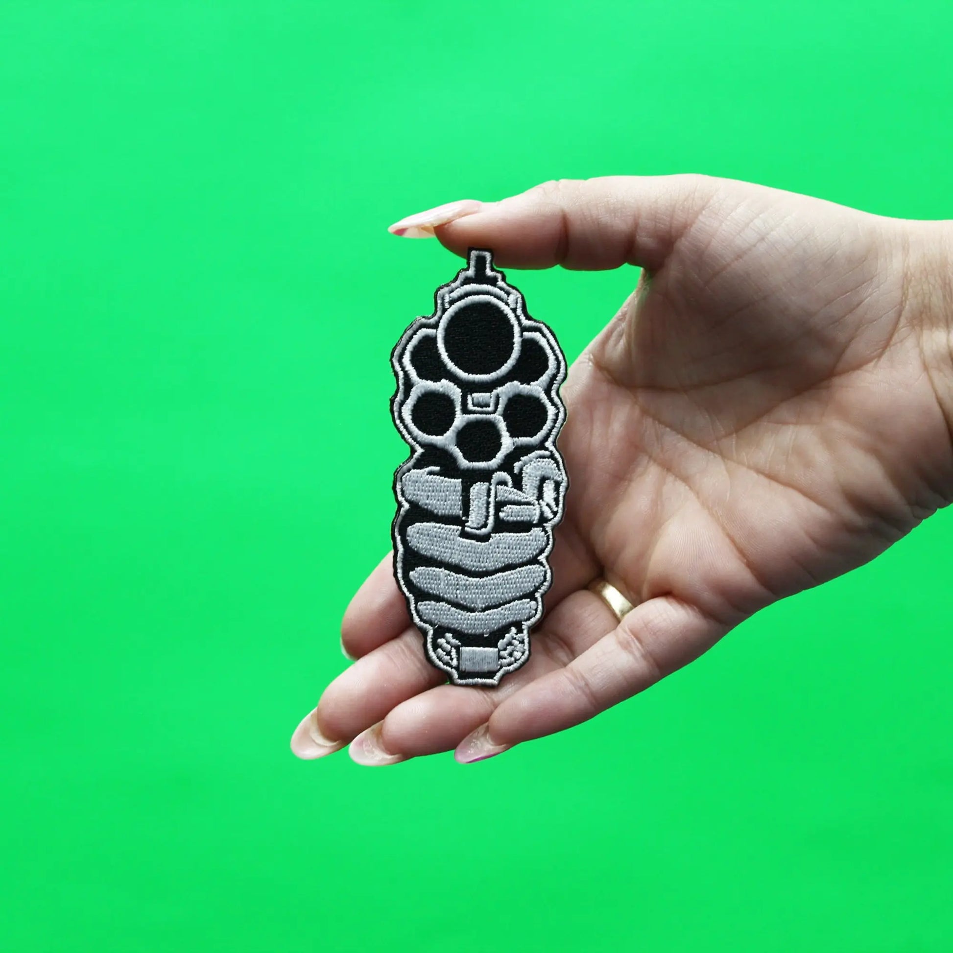 Gun In Hand Patch Single Revolver Embroidered Iron On